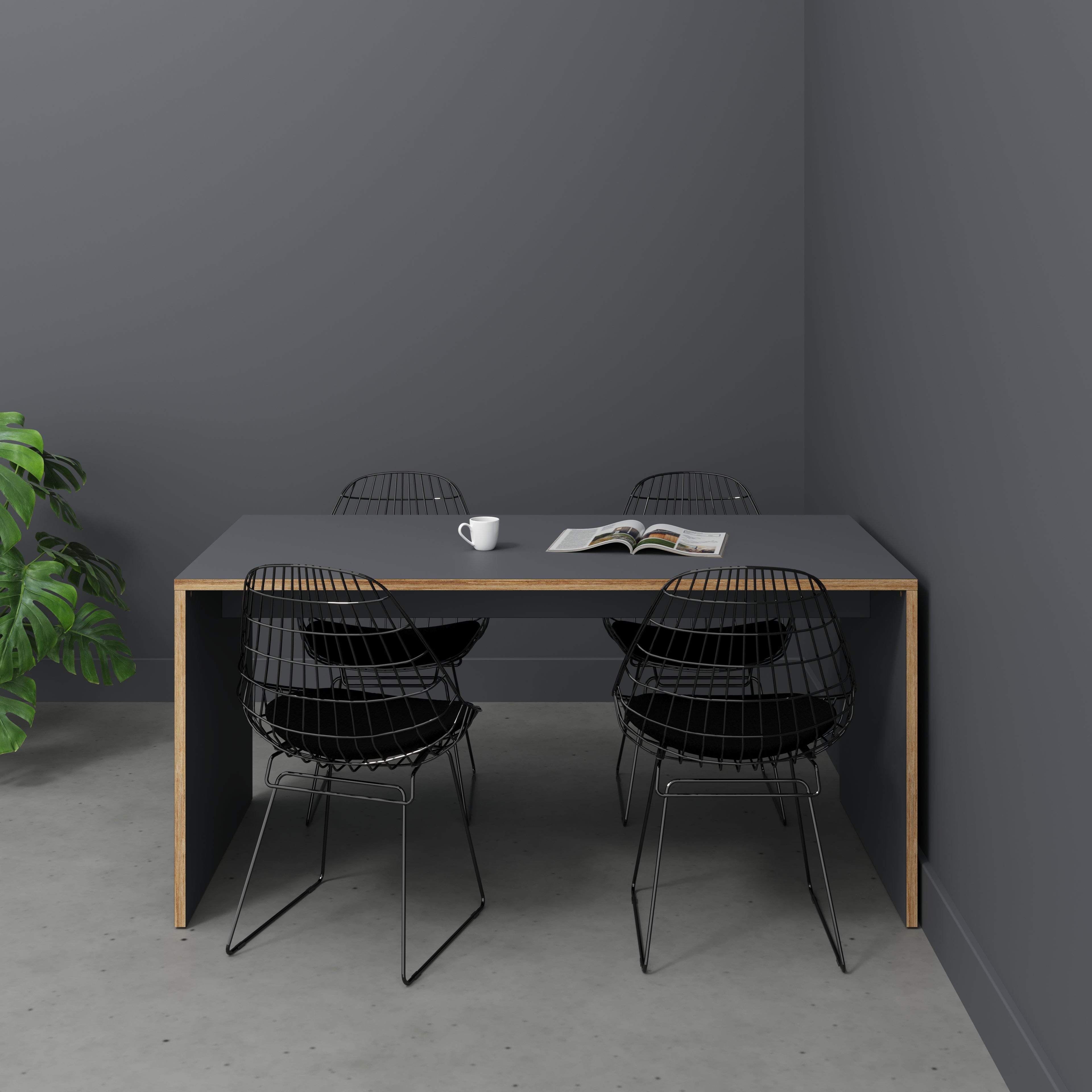 Plywood Table with Solid Sides - Formica Tornado Grey - 1600(w) x 800(d) x 750(h)