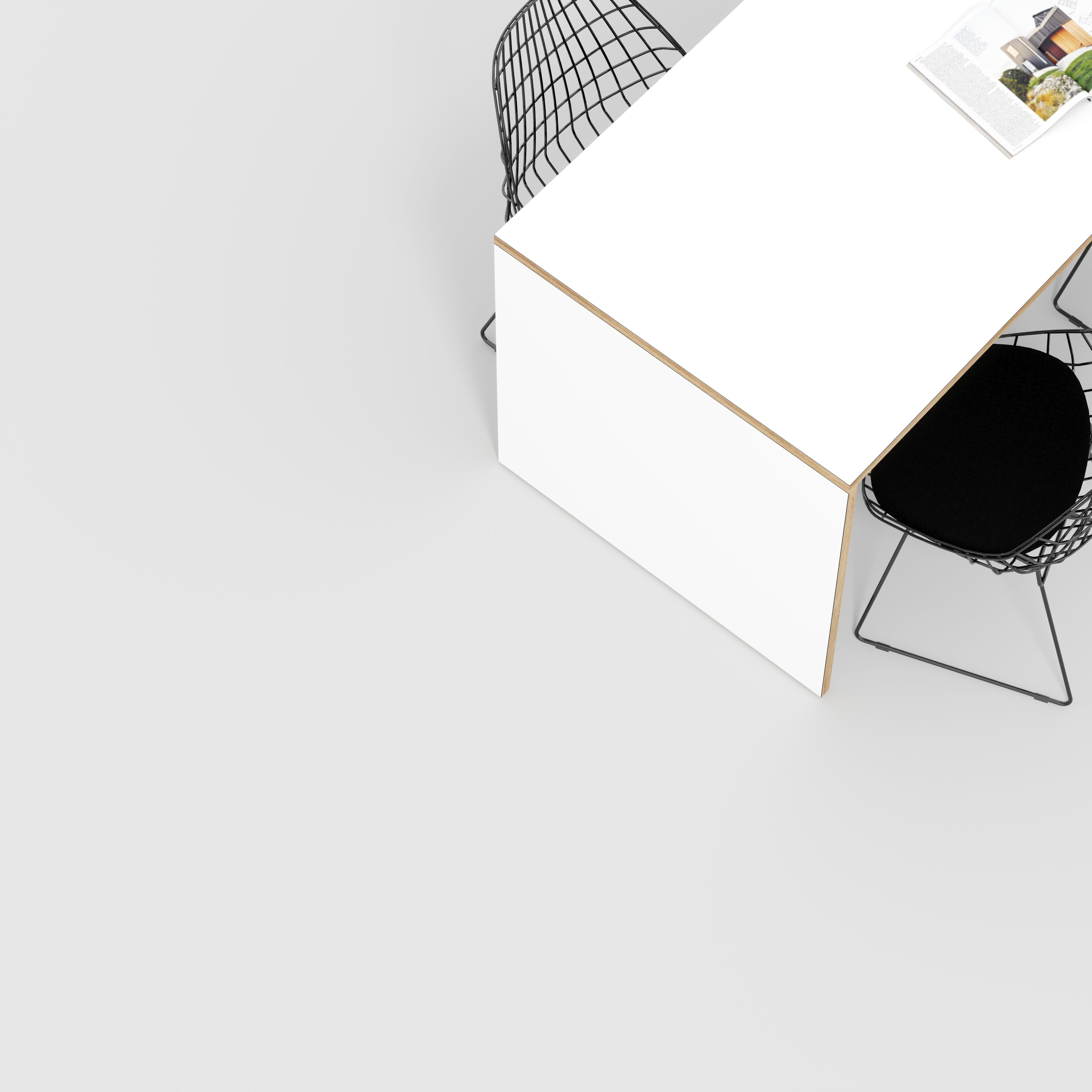 Plywood Table with Solid Sides - Formica White - 1600(w) x 800(d) x 750(h)