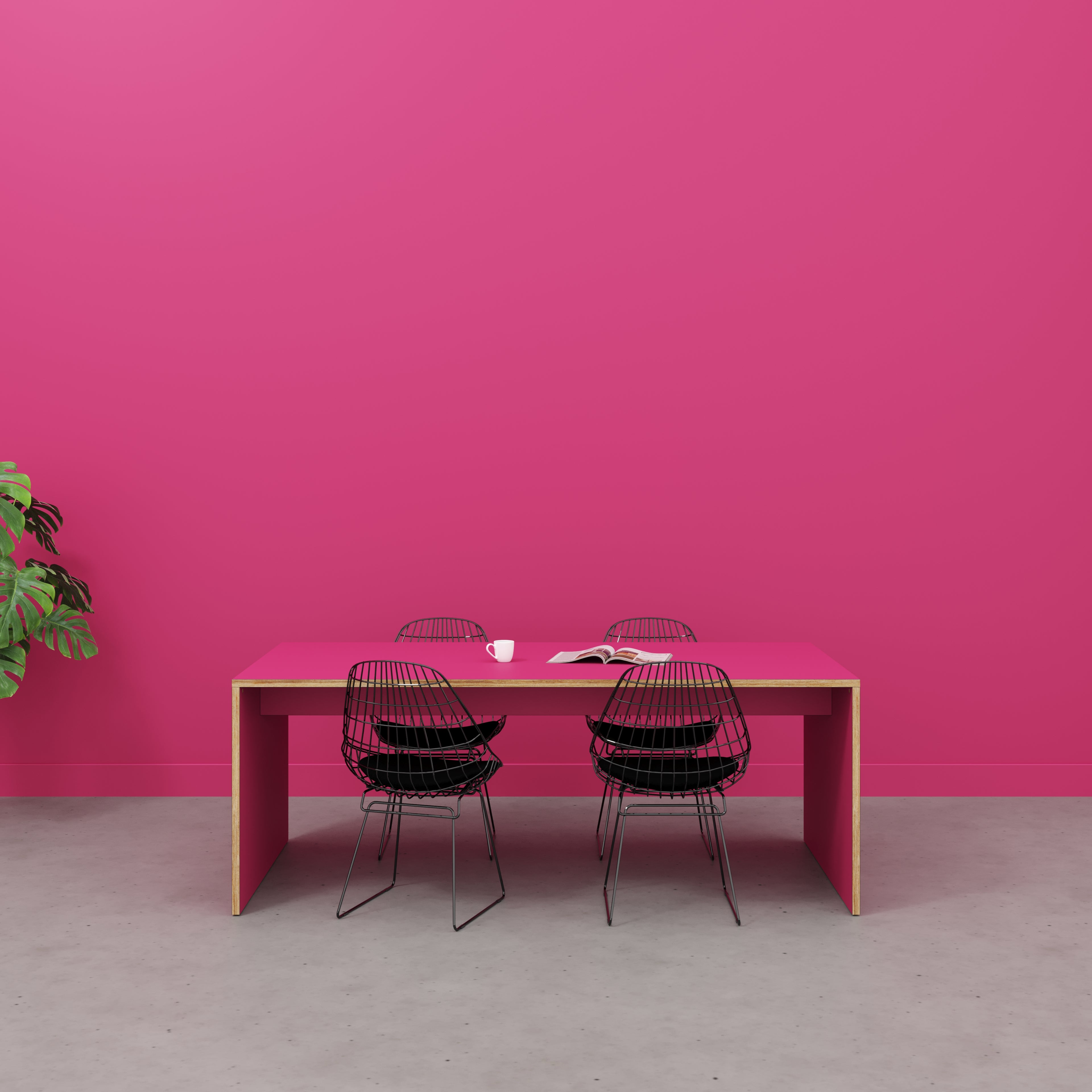Plywood Table with Solid Sides - Formica Juicy Pink - 2000(w) x 1000(d) x 750(h)