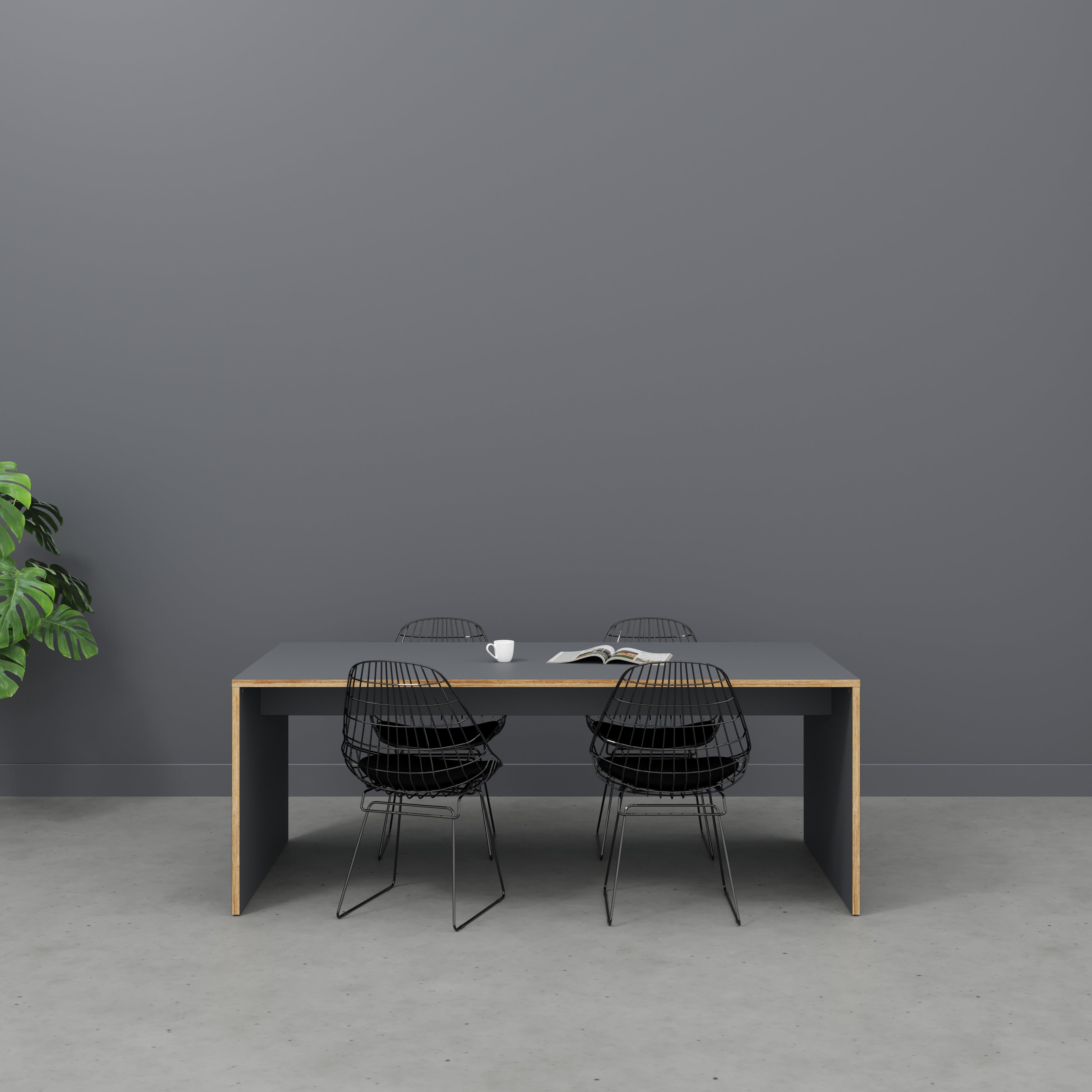 Plywood Table with Solid Sides - Formica Tornado Grey - 2000(w) x 1000(d) x 750(h)