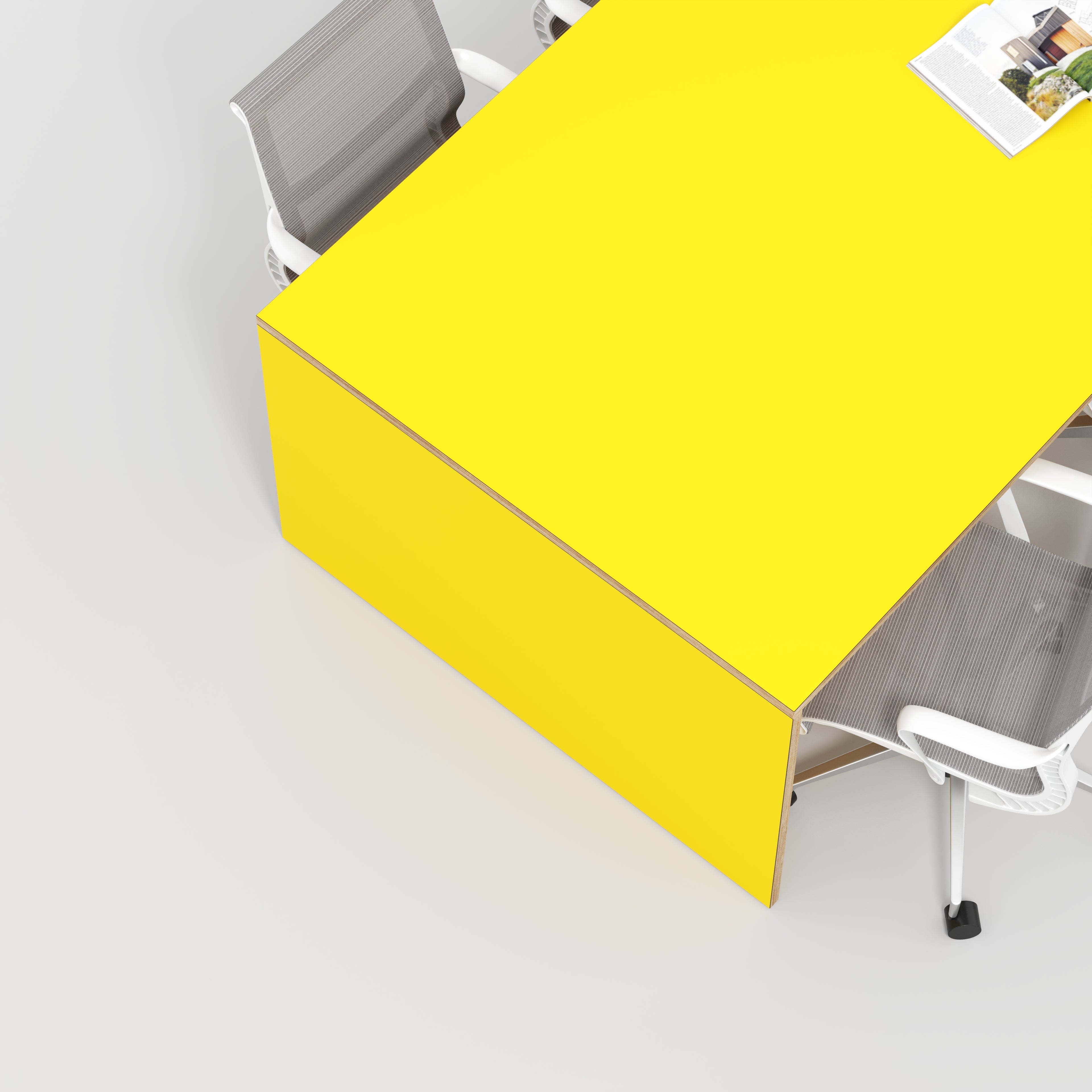 Plywood Table with Solid Sides - Formica Chrome Yellow - 4000(w) x 1000(d) x 750(h)