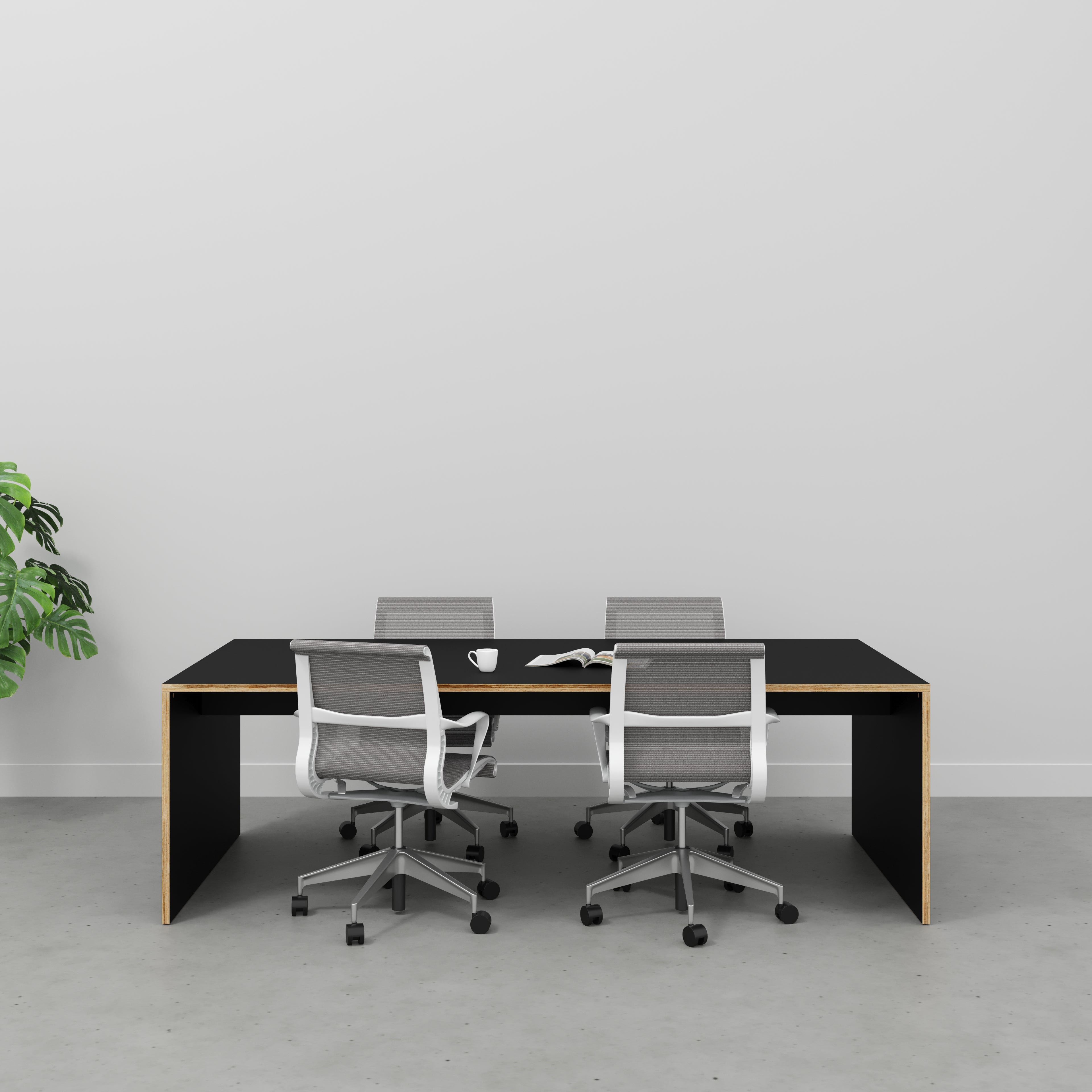 Plywood Table with Solid Sides - Formica Diamond Black - 2400(w) x 1200(d) x 750(h)