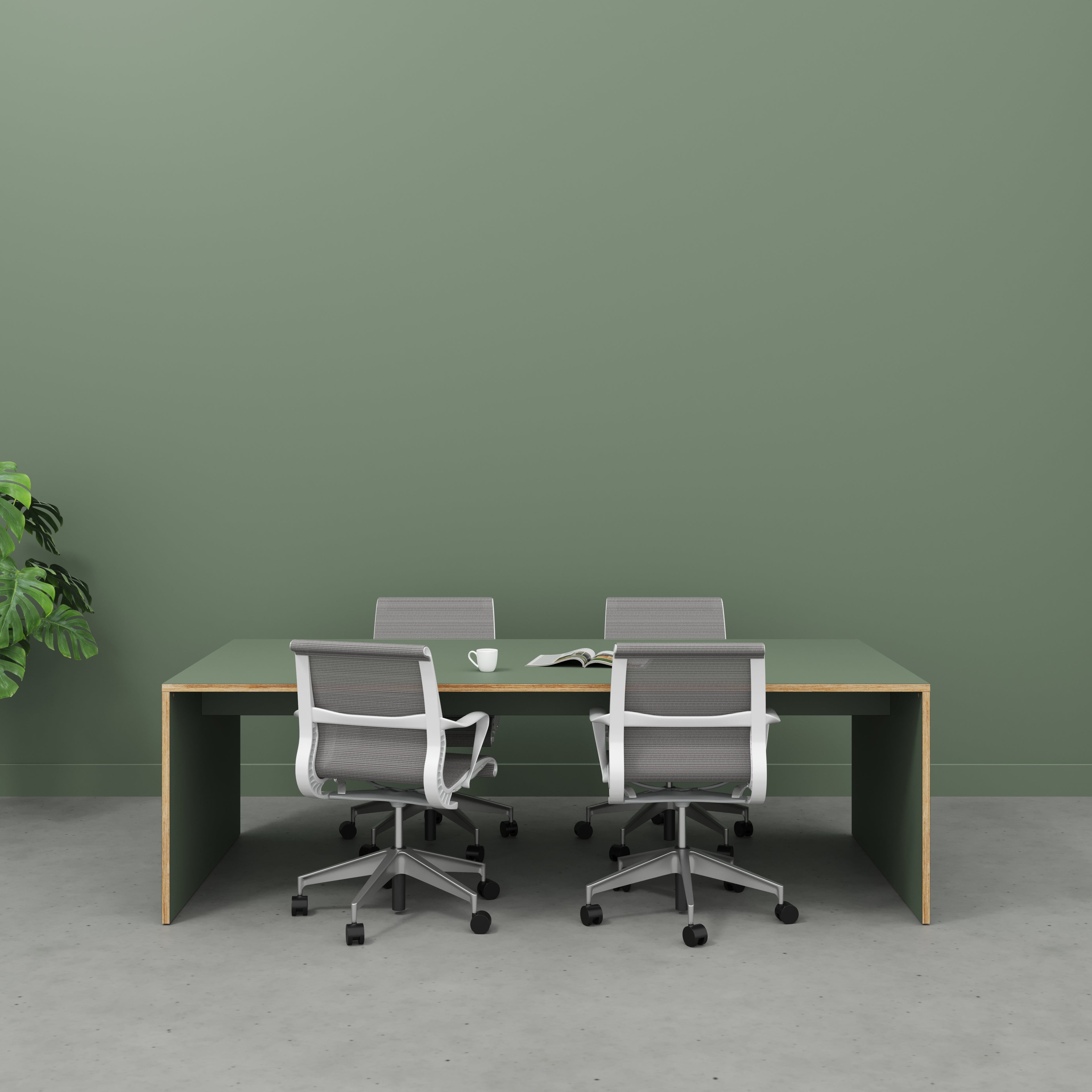 Plywood Table with Solid Sides - Formica Green Slate - 2400(w) x 1200(d) x 750(h)