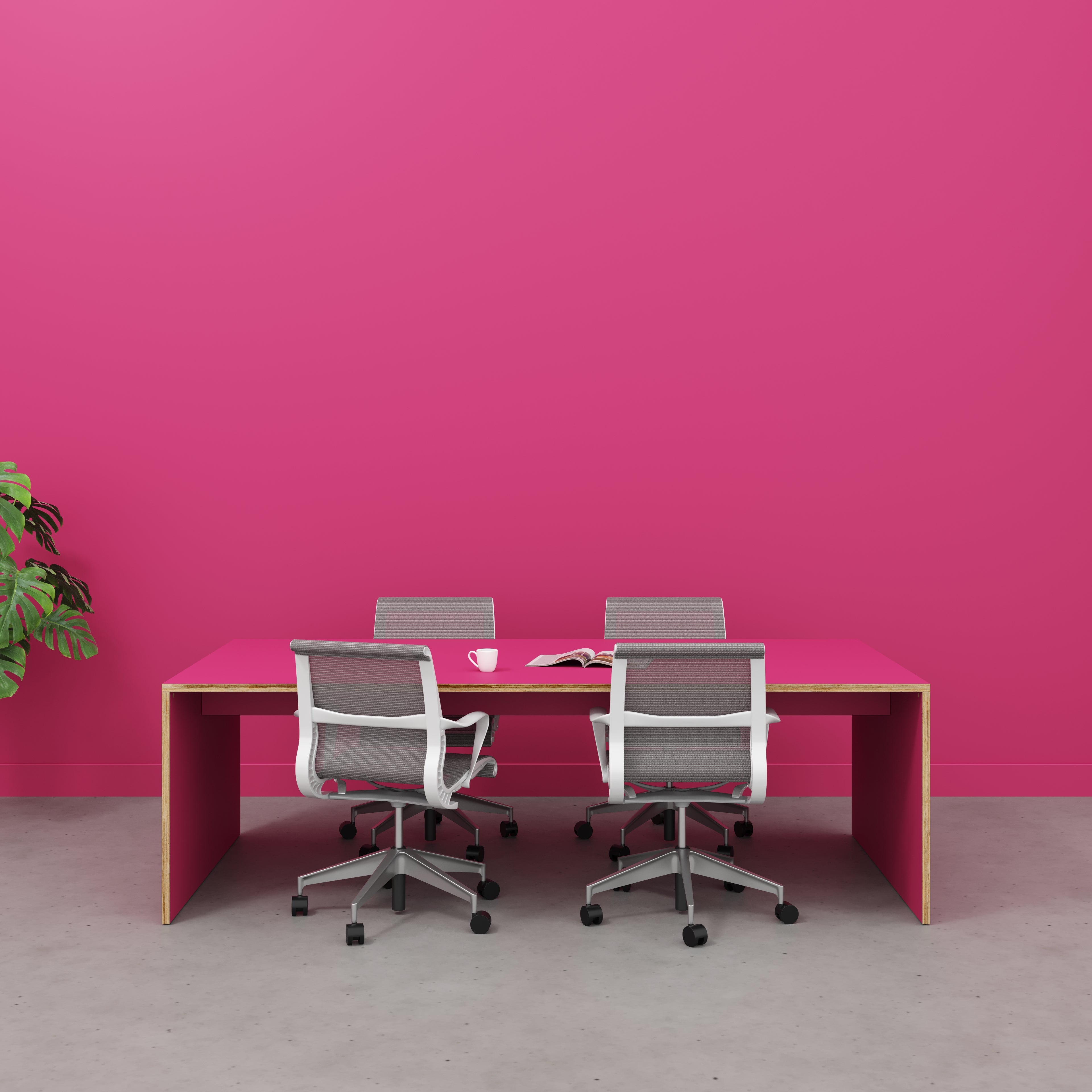 Plywood Table with Solid Sides - Formica Juicy Pink - 2400(w) x 1200(d) x 750(h)