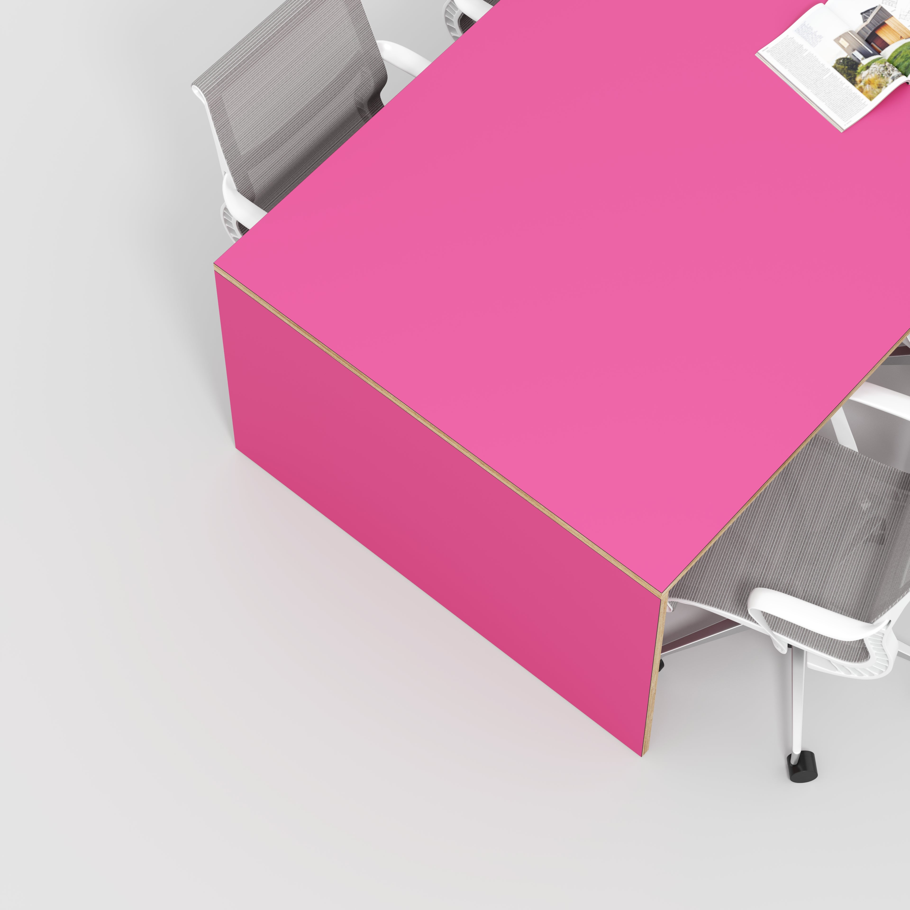 Plywood Table with Solid Sides - Formica Juicy Pink - 2400(w) x 1200(d) x 750(h)