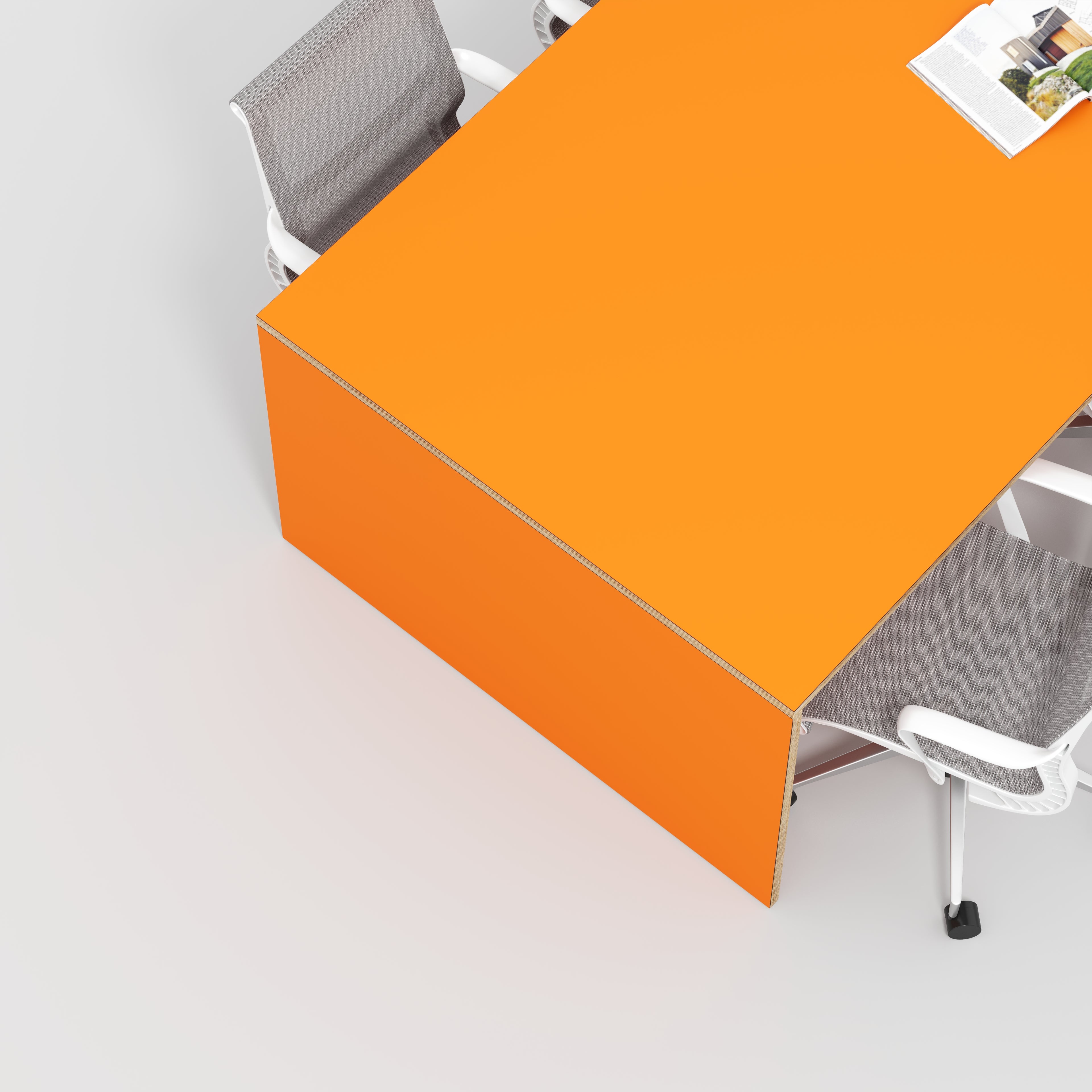Plywood Table with Solid Sides - Formica Levante Orange - 2400(w) x 1200(d) x 750(h)