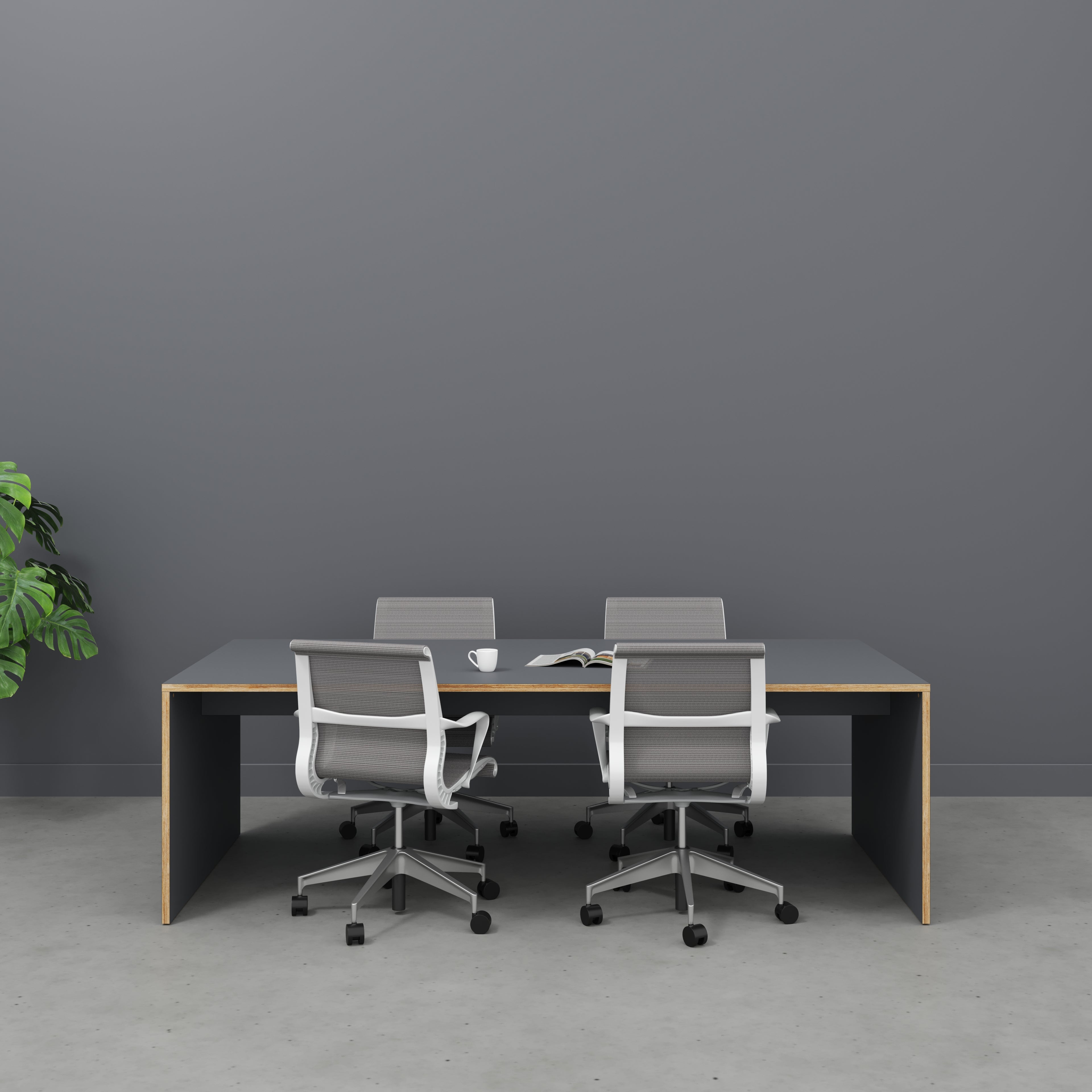 Plywood Table with Solid Sides - Formica Tornado Grey - 2400(w) x 1200(d) x 750(h)