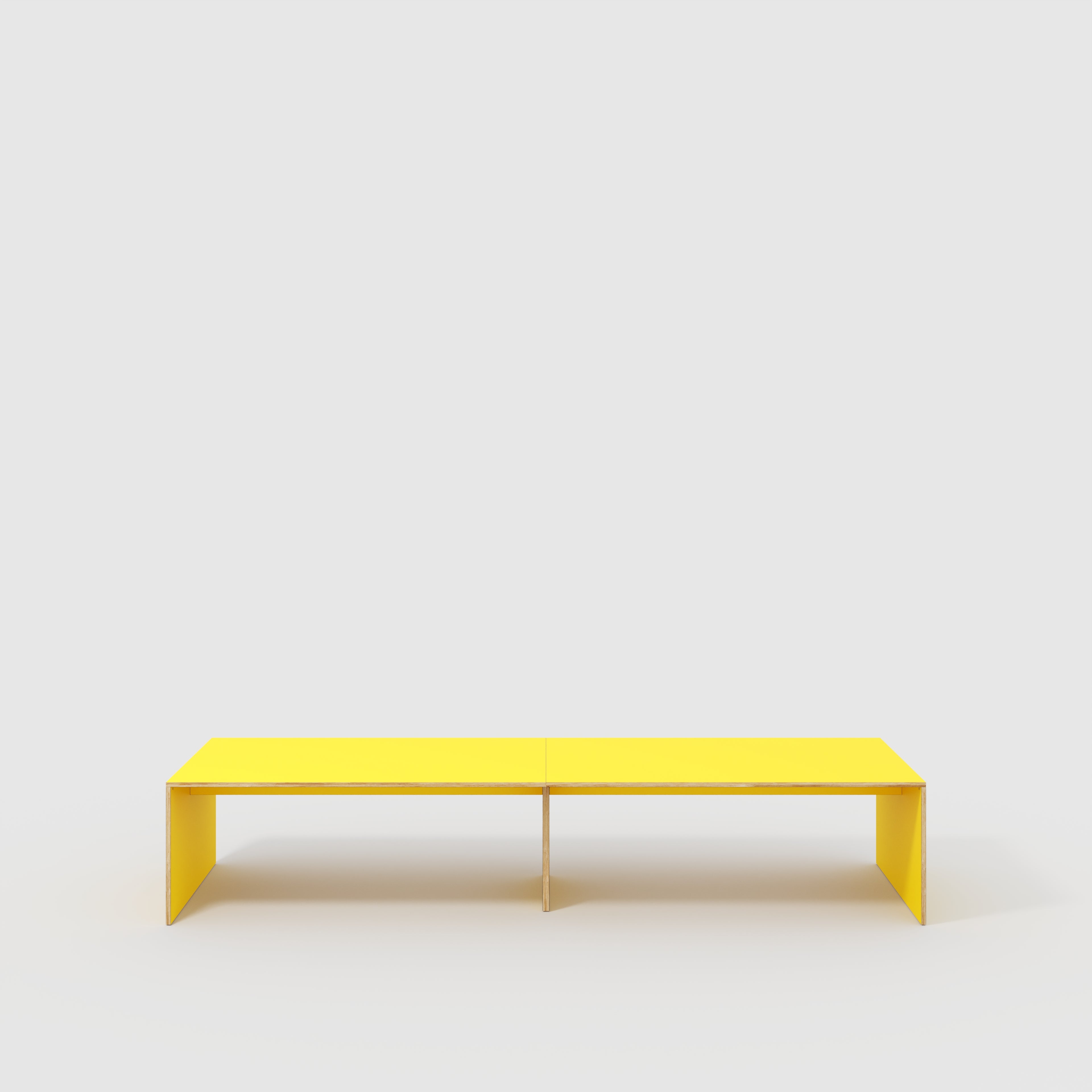 Plywood Table with Solid Sides - Formica Chrome Yellow - 4000(w) x 1000(d) x 750(h)