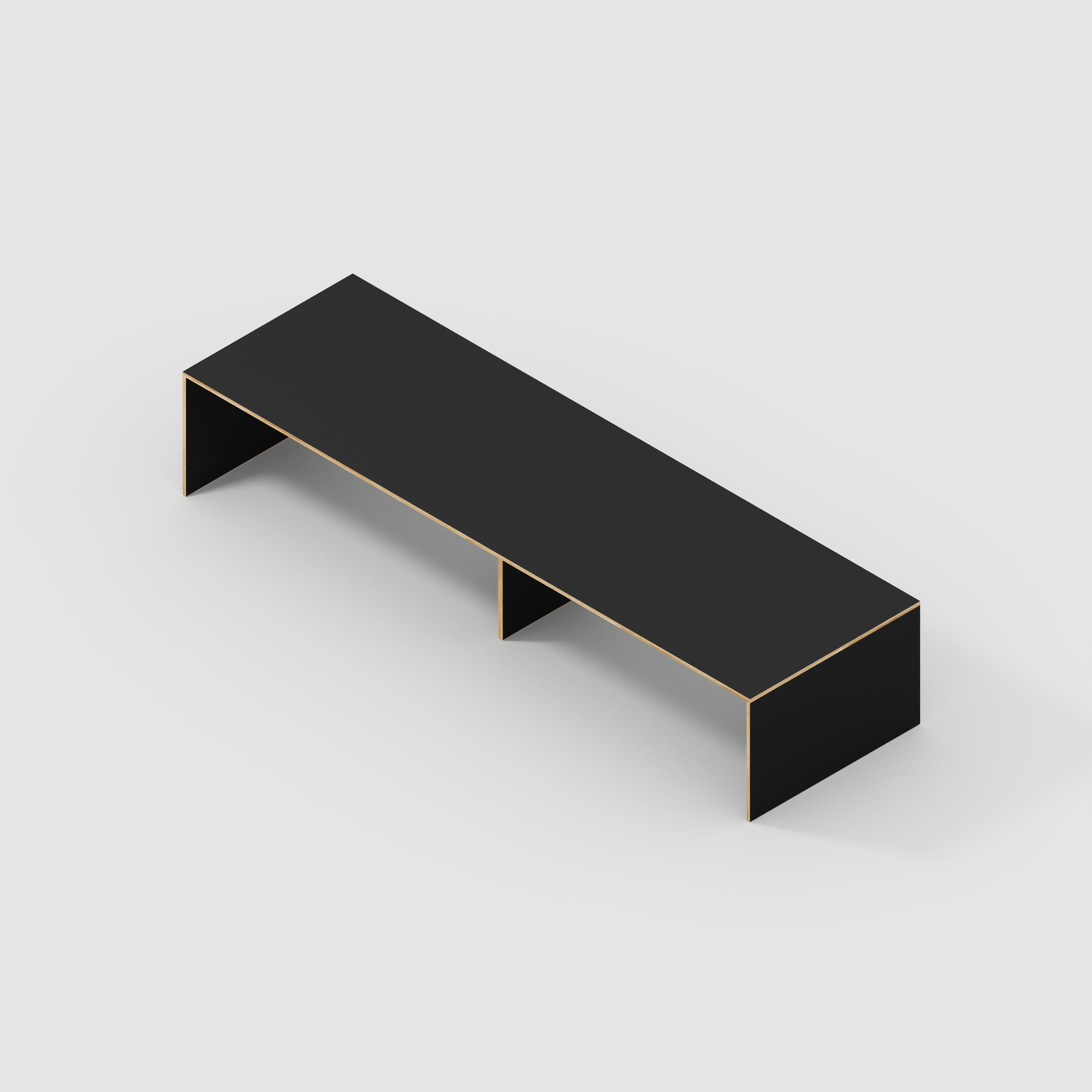 Plywood Table with Solid Sides - Formica Diamond Black - 4000(w) x 1000(d) x 750(h)