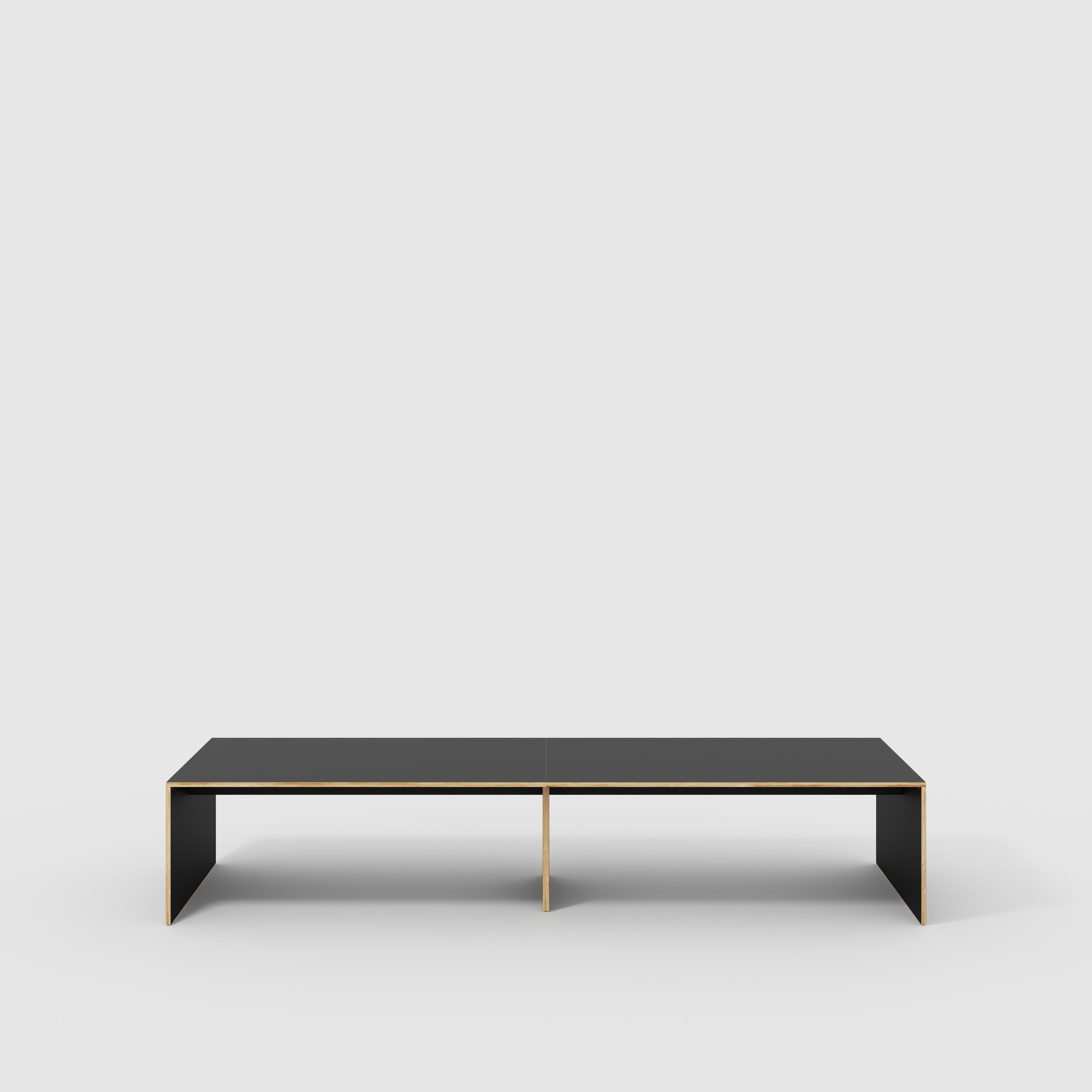Plywood Table with Solid Sides - Formica Diamond Black - 4000(w) x 1000(d) x 750(h)