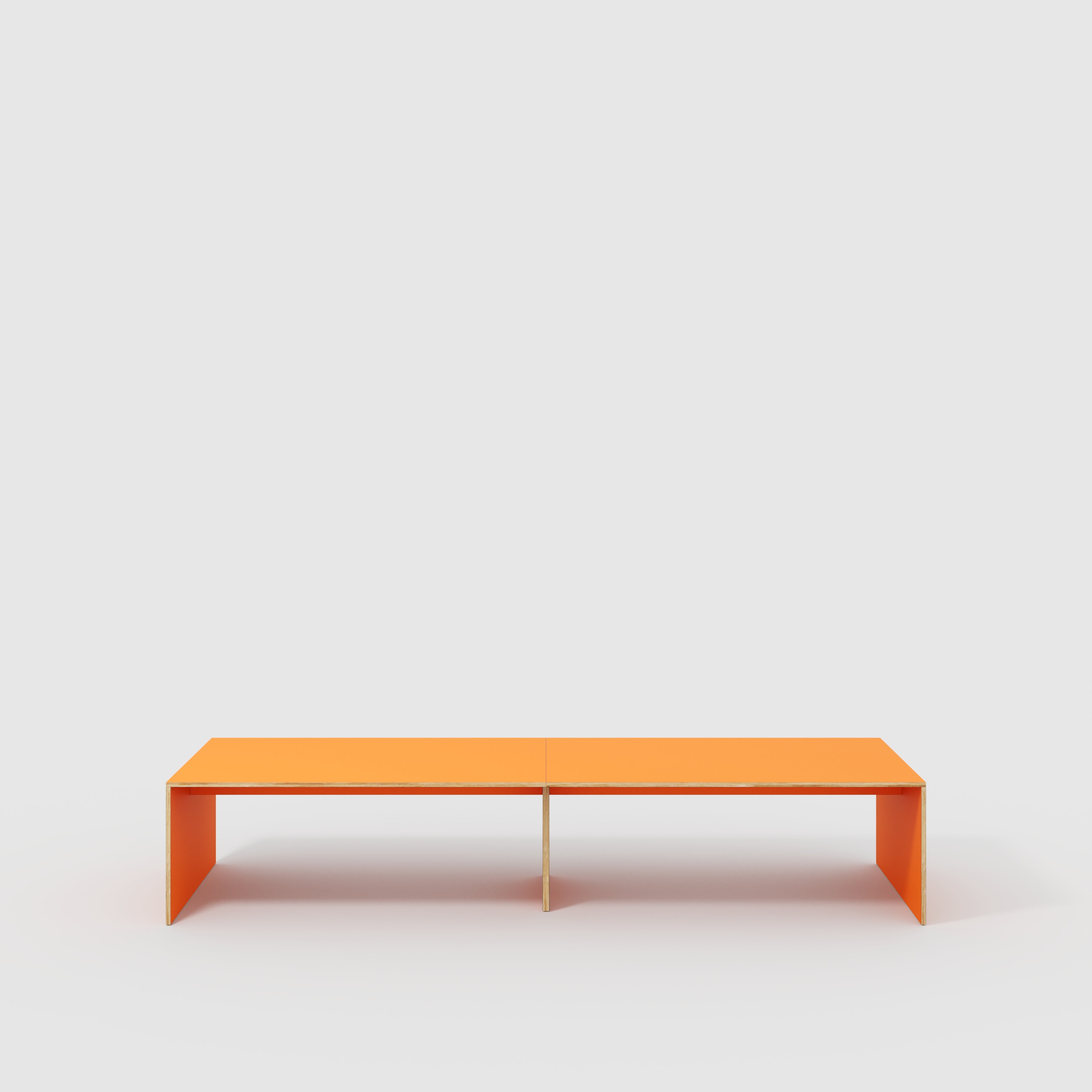 Plywood Table with Solid Sides - Formica Levante Orange - 4000(w) x 1000(d) x 750(h)