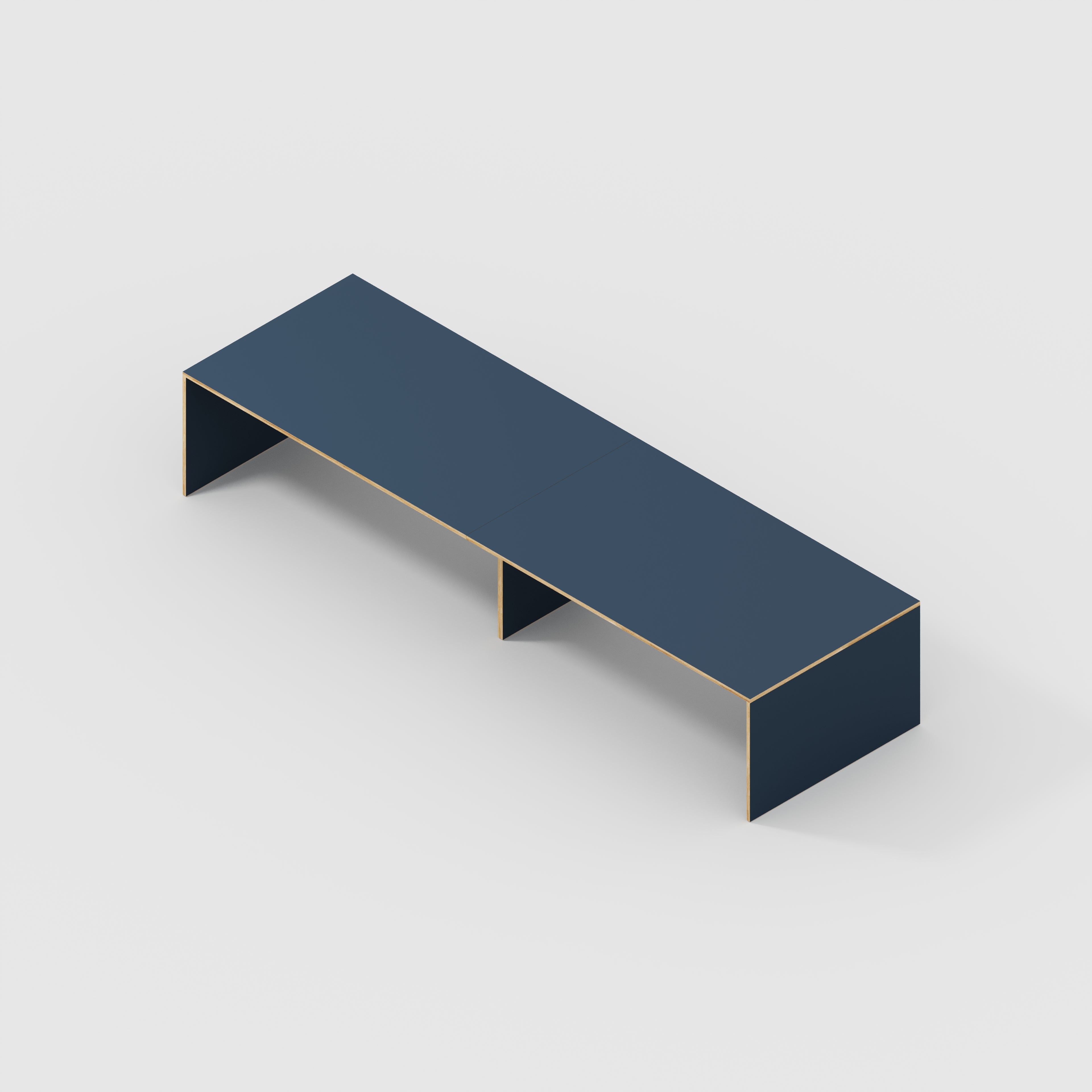Plywood Table with Solid Sides - Formica Night Sea Blue - 4000(w) x 1000(d) x 750(h)
