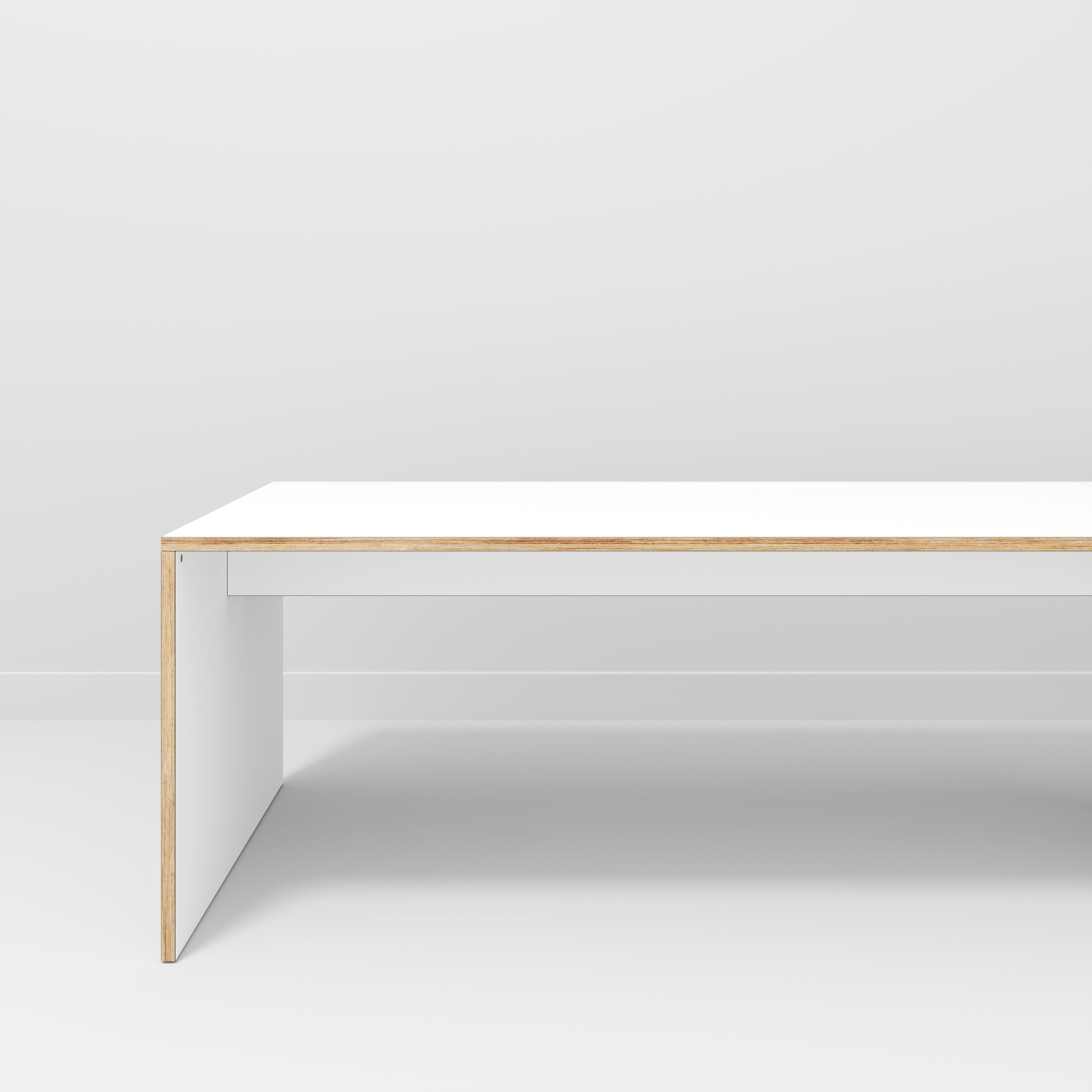 Plywood Table with Solid Sides - Formica White - 5600(w) x 1000(d) x 750(h)