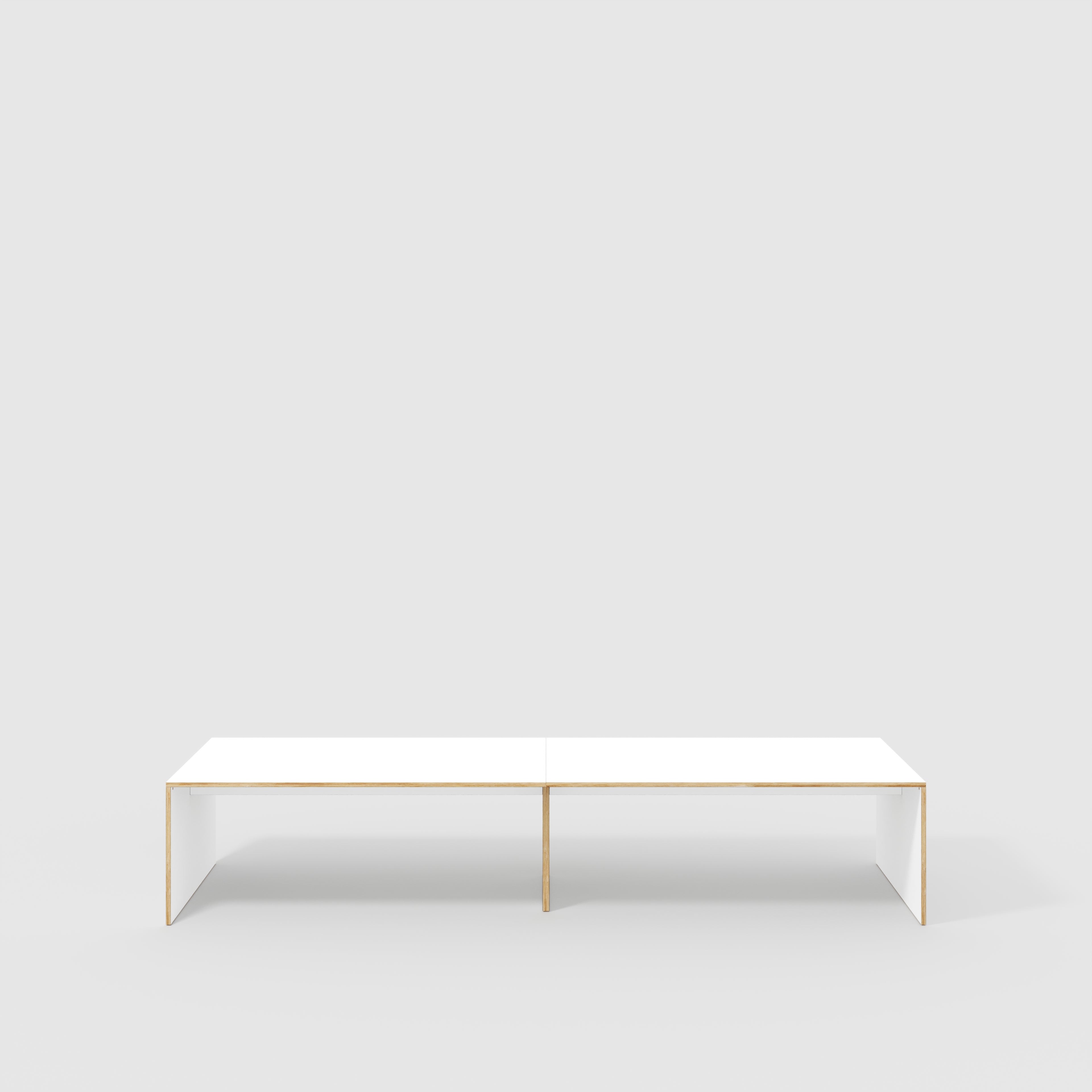 Plywood Table with Solid Sides - Formica White - 4000(w) x 1000(d) x 750(h)