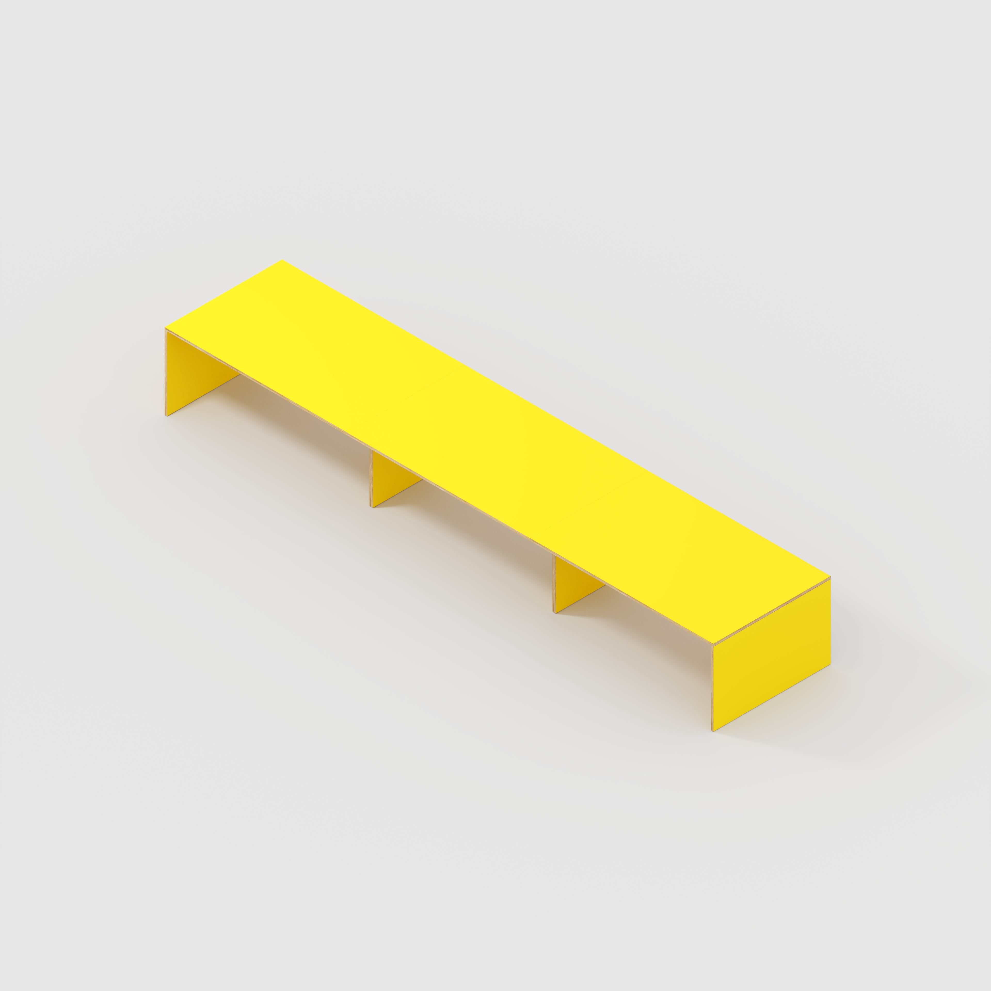 Plywood Table with Solid Sides - Formica Chrome Yellow - 5600(w) x 1000(d) x 750(h)