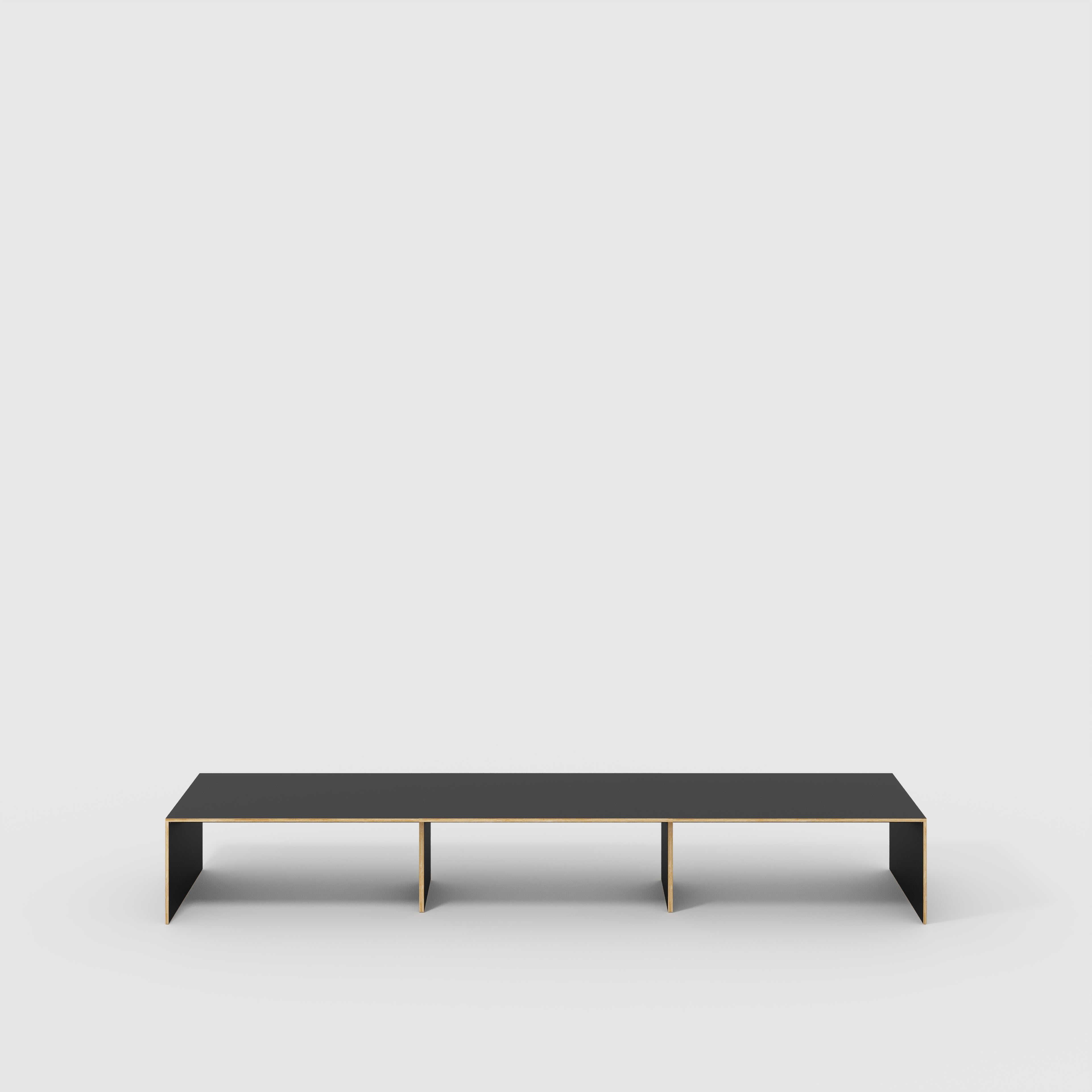 Plywood Table with Solid Sides - Formica Diamond Black - 5600(w) x 1000(d) x 750(h)