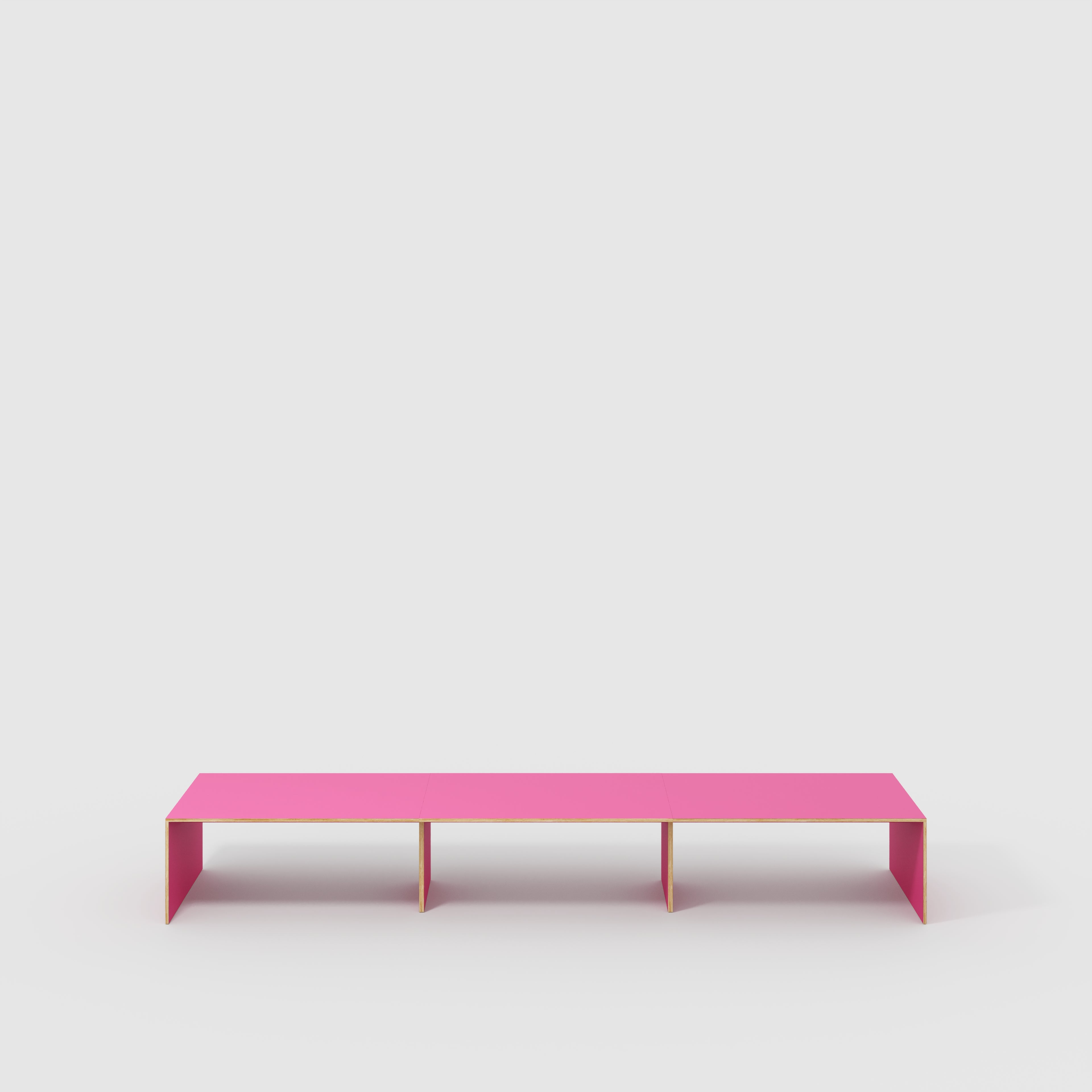 Plywood Table with Solid Sides - Formica Juicy Pink - 5600(w) x 1000(d) x 750(h)