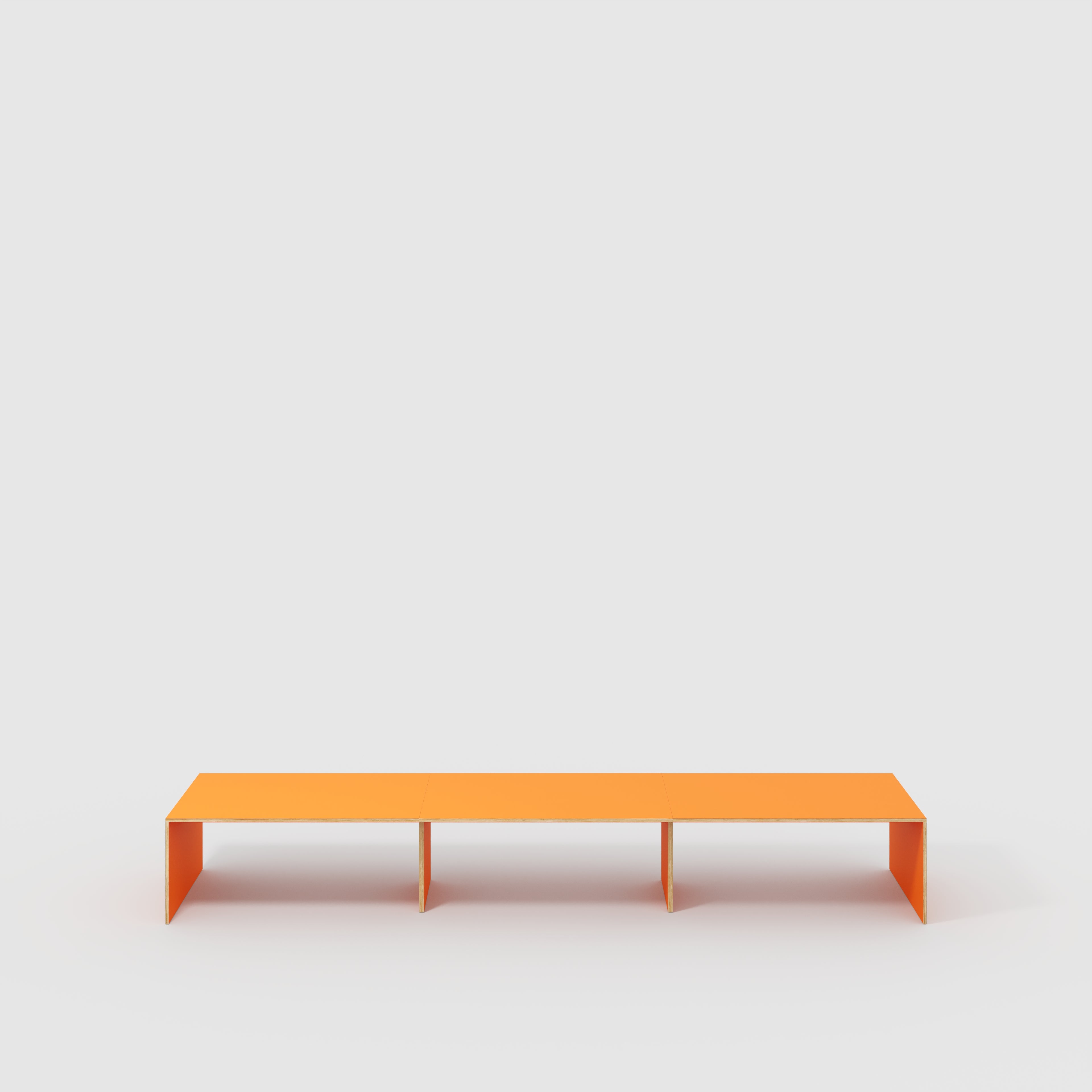 Plywood Table with Solid Sides - Formica Levante Orange - 5600(w) x 1000(d) x 750(h)