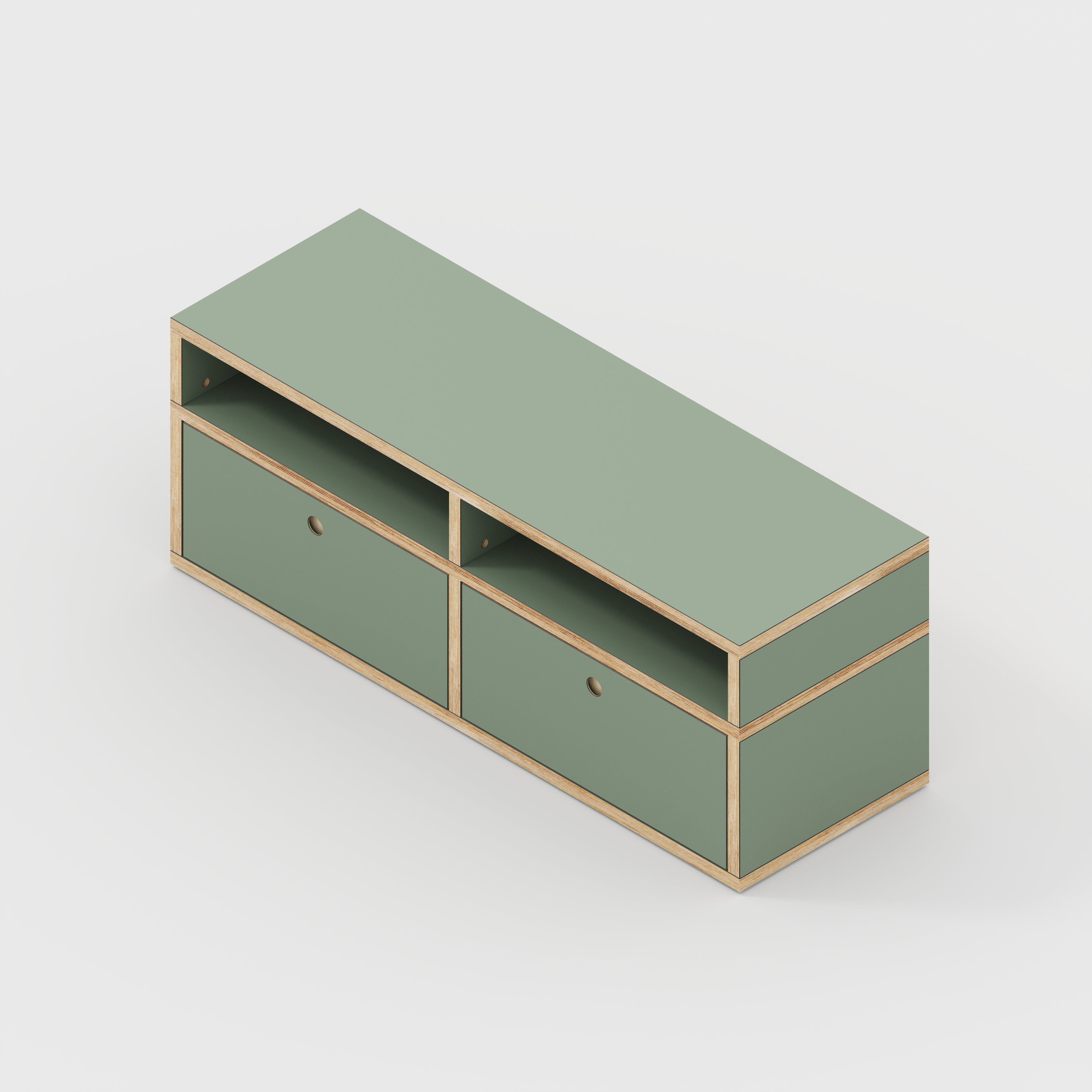 Plywood TV Entertainment Unit - Type 2 - Formica Green Slate - 1200(w) x 400(d) x 450(h)