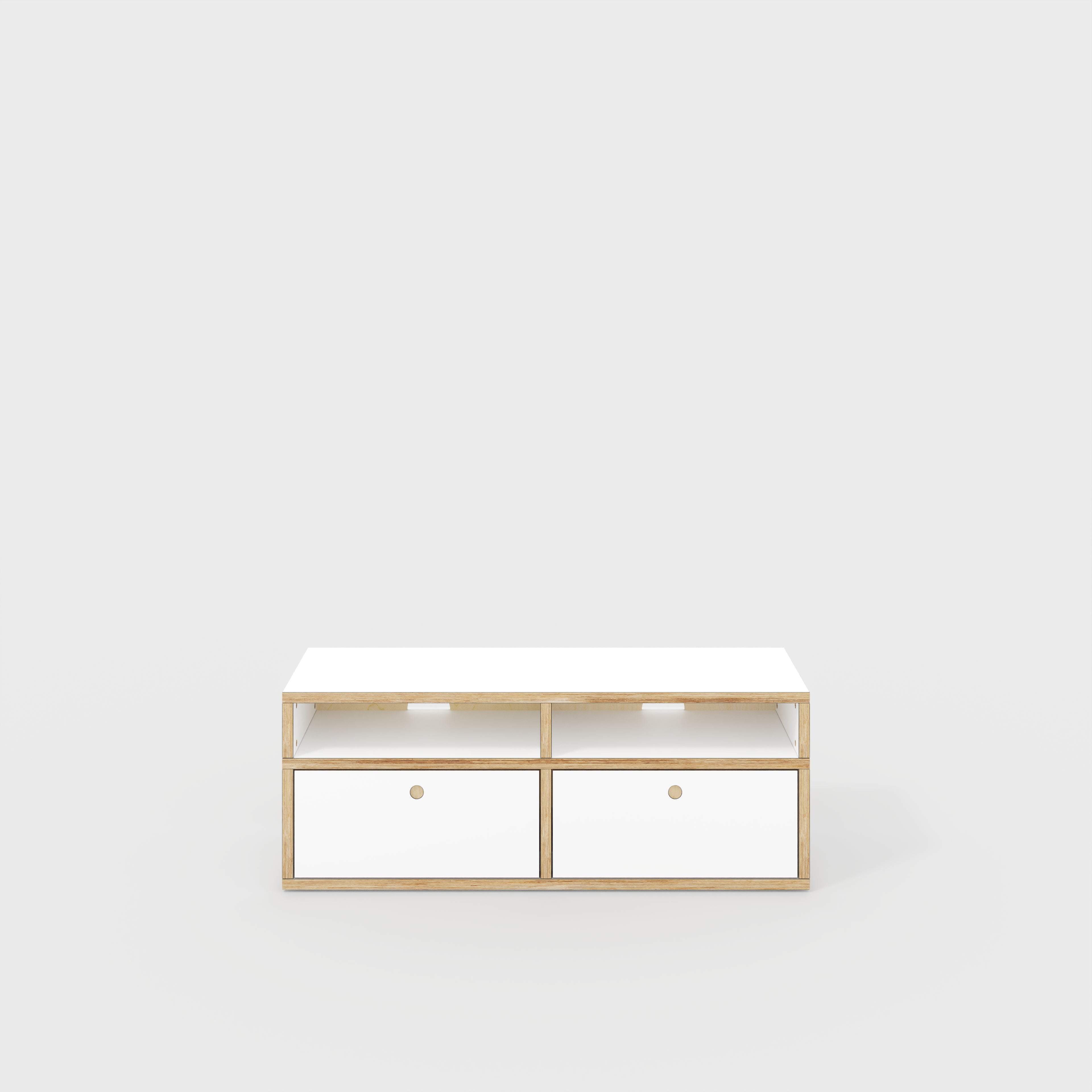 Plywood TV Entertainment Unit - Type 2 - Formica White - 1200(w) x 400(d) x 450(h)