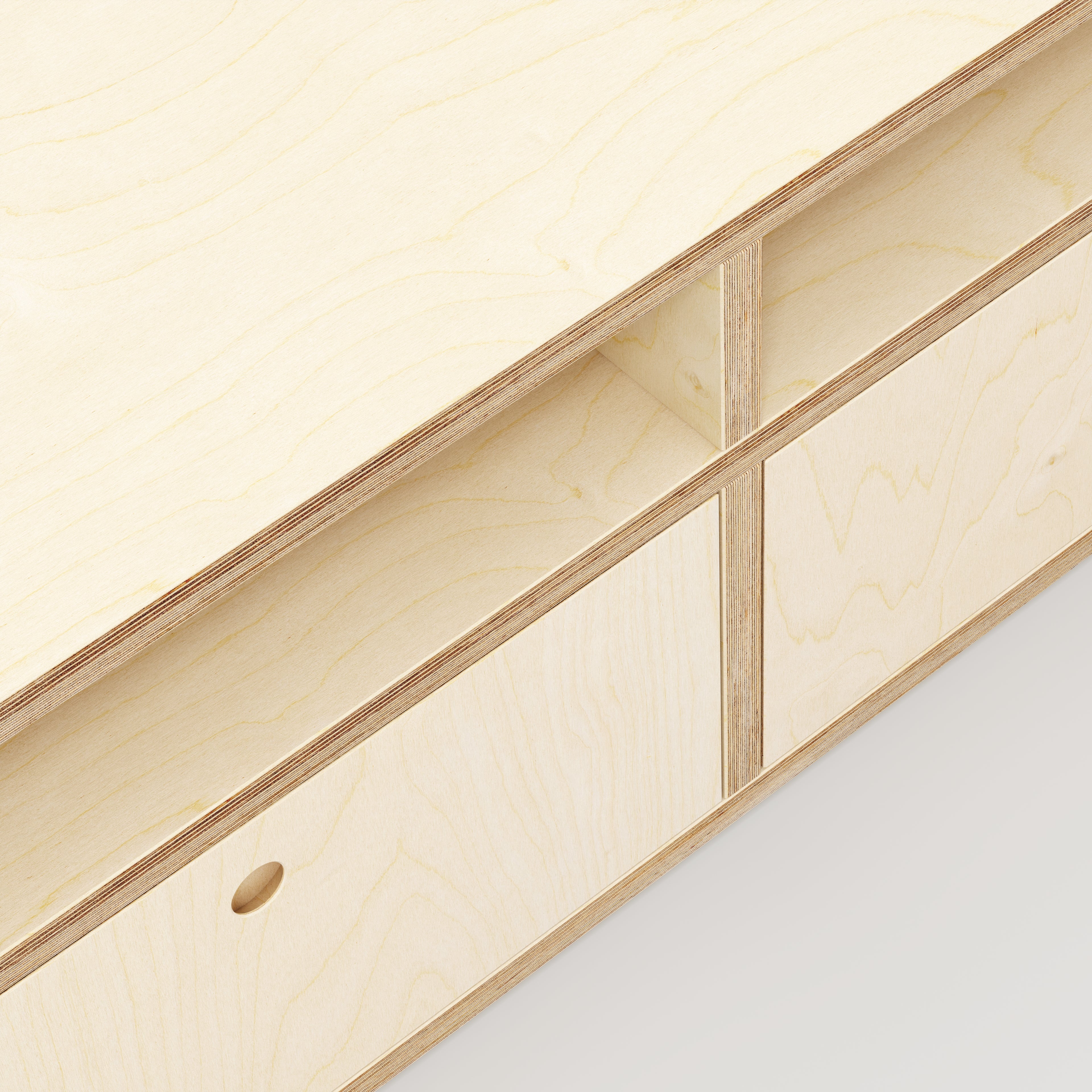 Plywood TV Entertainment Unit - Type 2 - Plywood Birch - 1800(w) x 400(d) x 450(h)