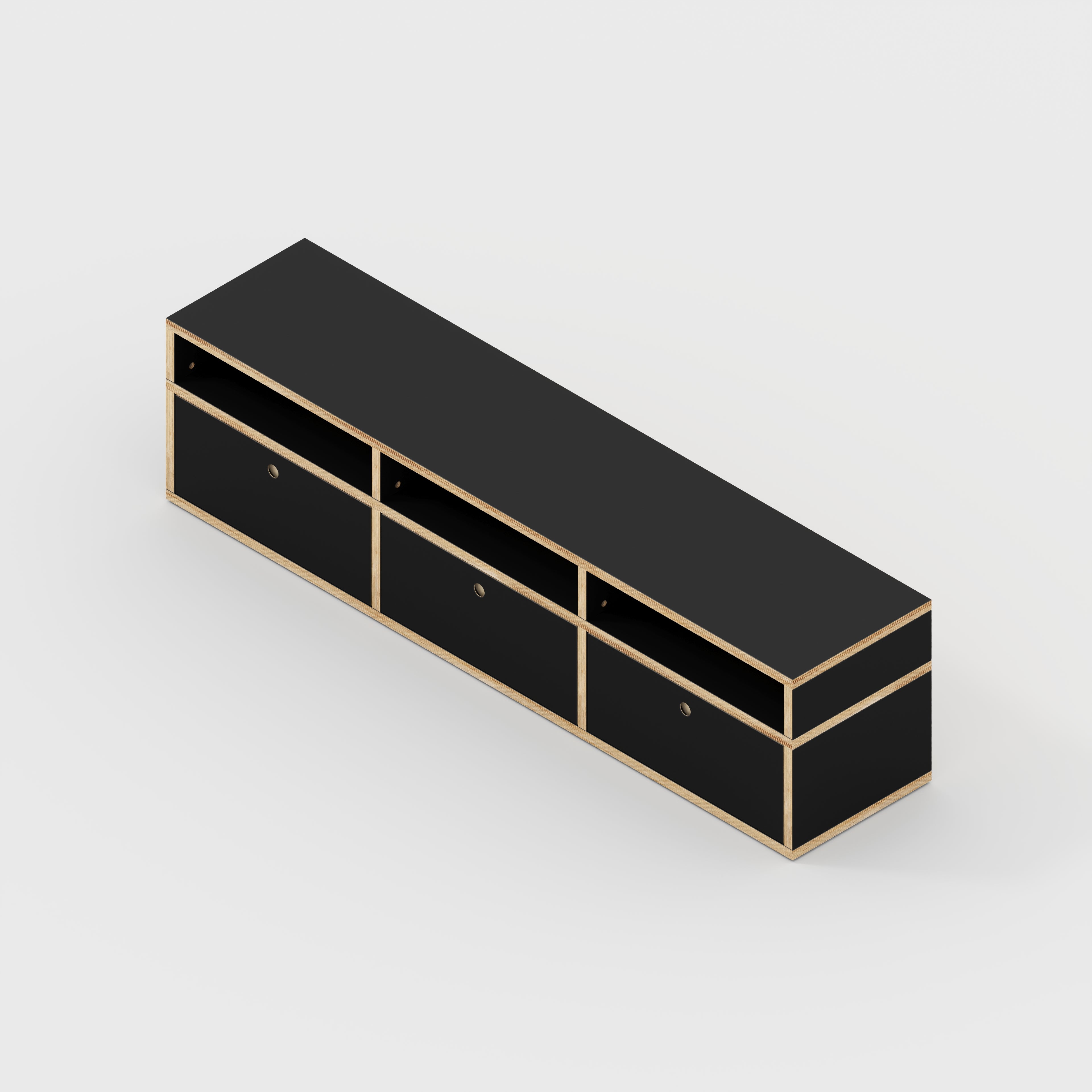 Plywood TV Entertainment Unit - Type 2 - Formica Diamond Black - 1800(w) x 400(d) x 450(h)