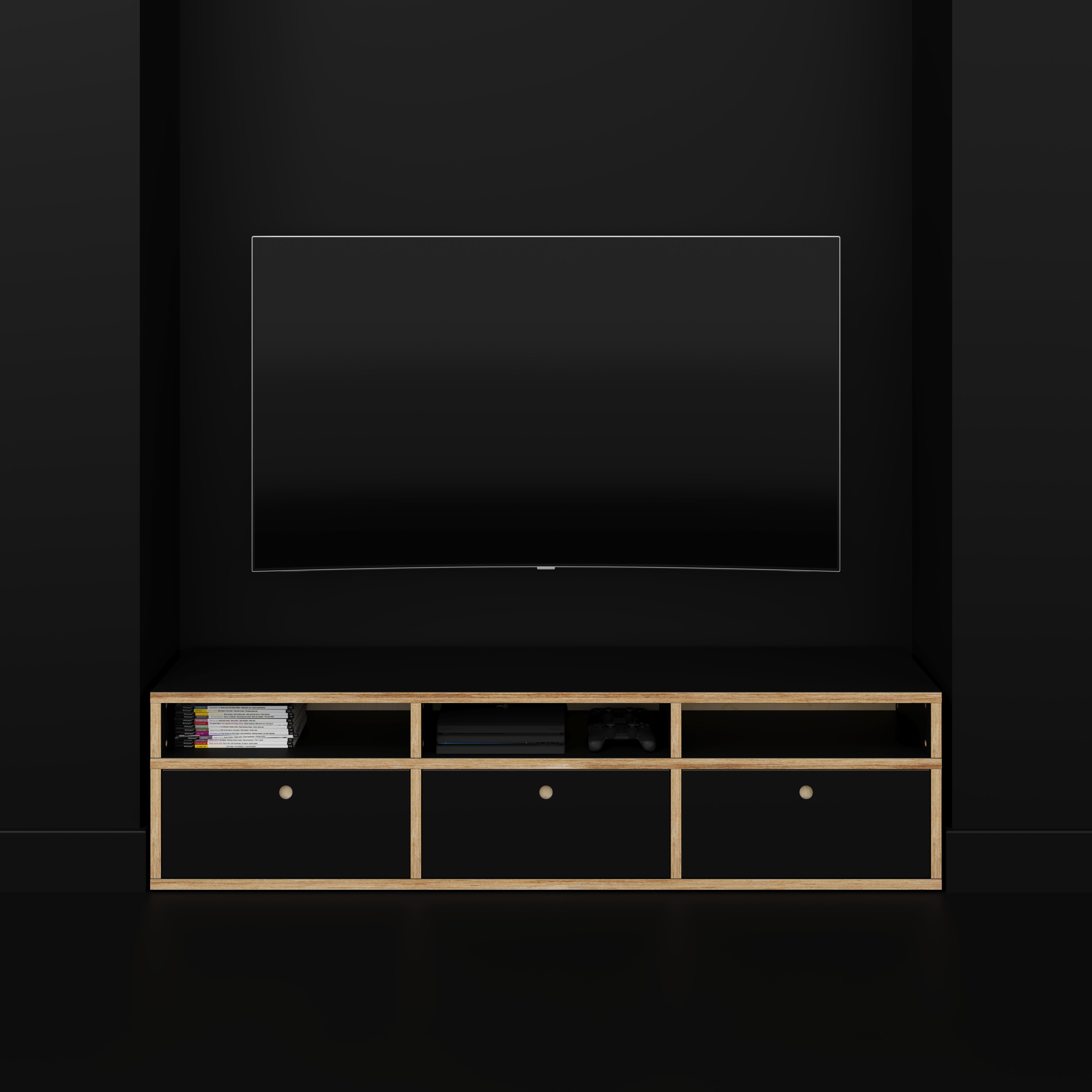 Plywood TV Entertainment Unit - Type 2 - Formica Diamond Black - 1800(w) x 400(d) x 450(h)