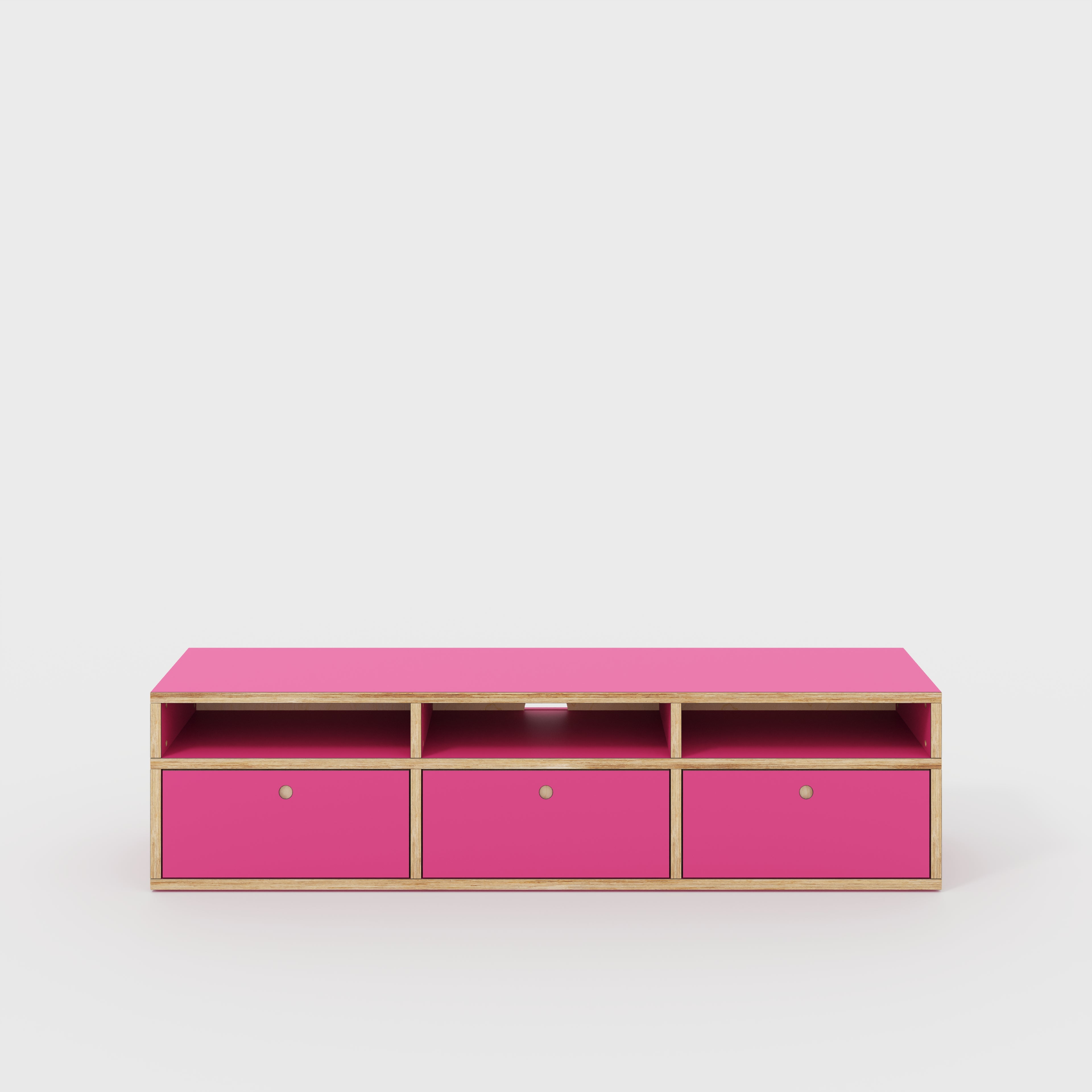 Plywood TV Entertainment Unit - Type 2 - Formica Juicy Pink - 1800(w) x 400(d) x 450(h)