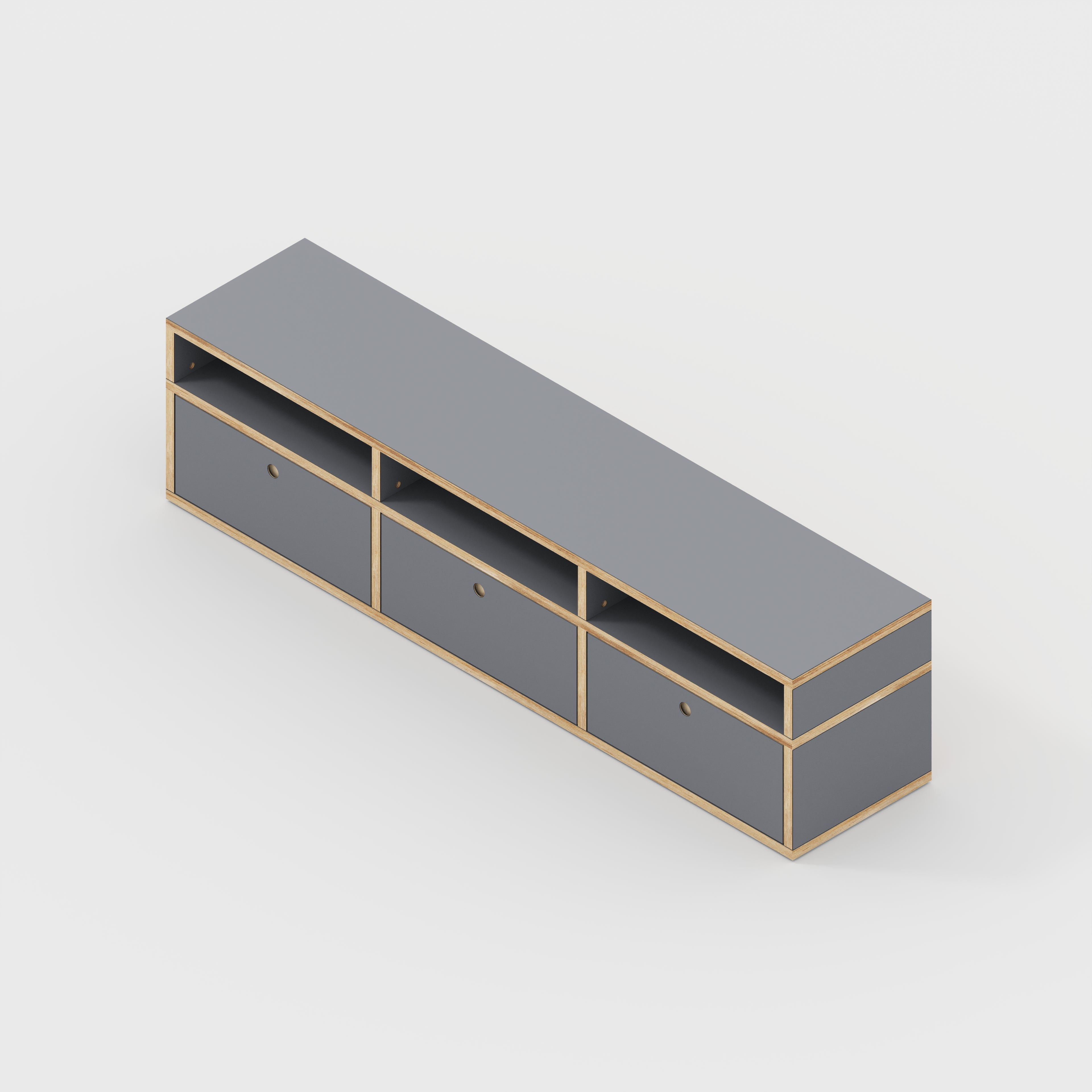 Plywood TV Entertainment Unit - Type 2 - Formica Tornado Grey - 1800(w) x 400(d) x 450(h)