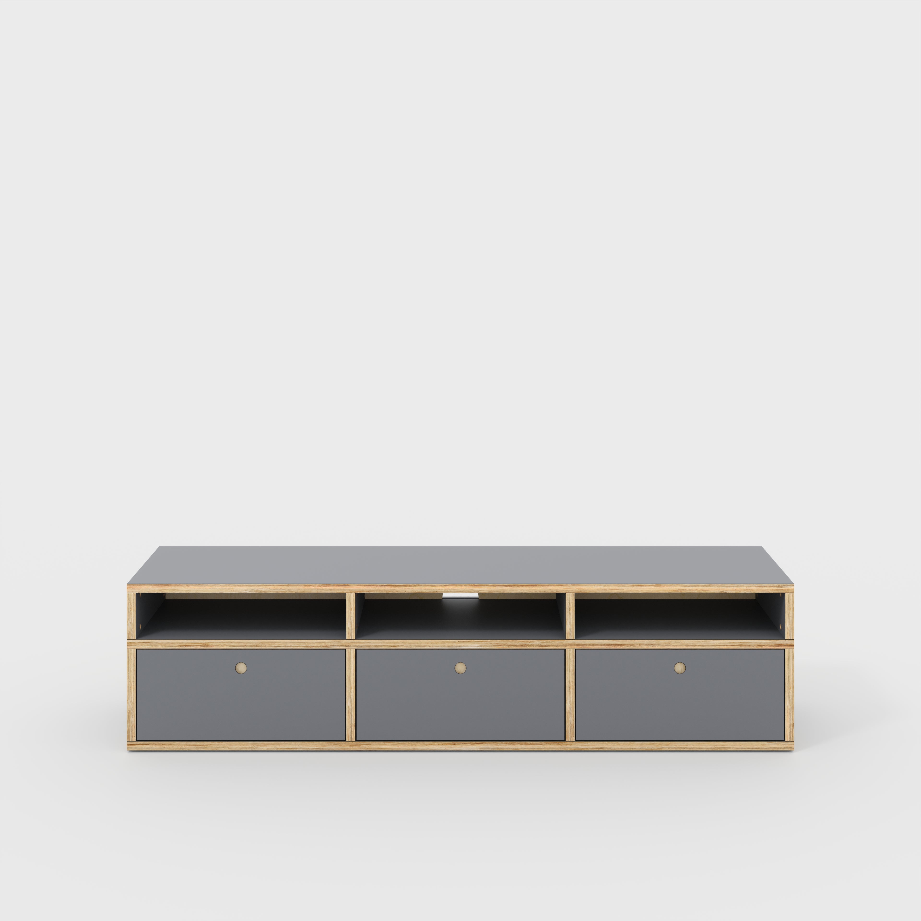 Plywood TV Entertainment Unit - Type 2 - Formica Tornado Grey - 1800(w) x 400(d) x 450(h)