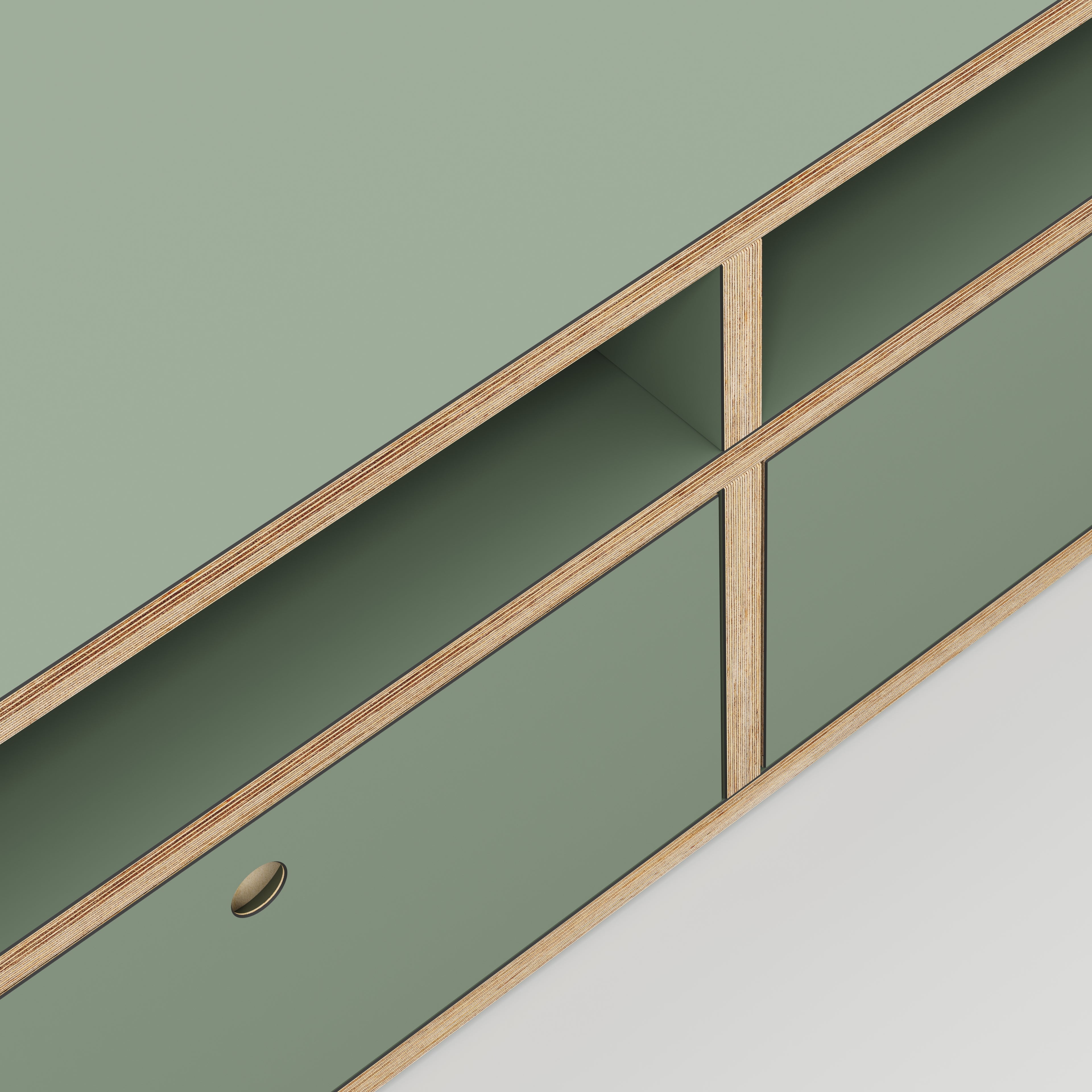 Plywood TV Entertainment Unit - Type 2 - Formica Green Slate - 2400(w) x 400(d) x 450(h)