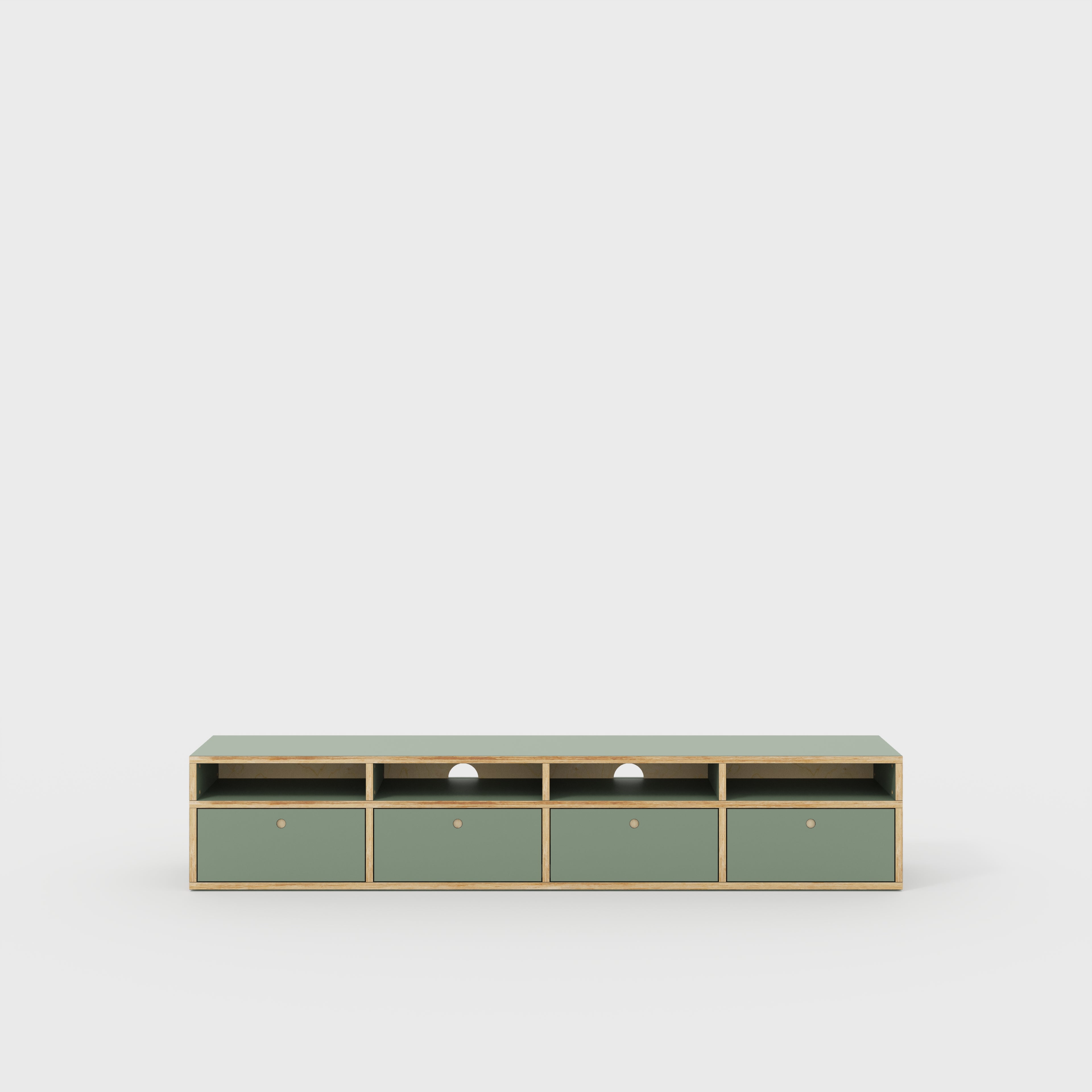 Plywood TV Entertainment Unit - Type 2 - Formica Green Slate - 2400(w) x 400(d) x 450(h)