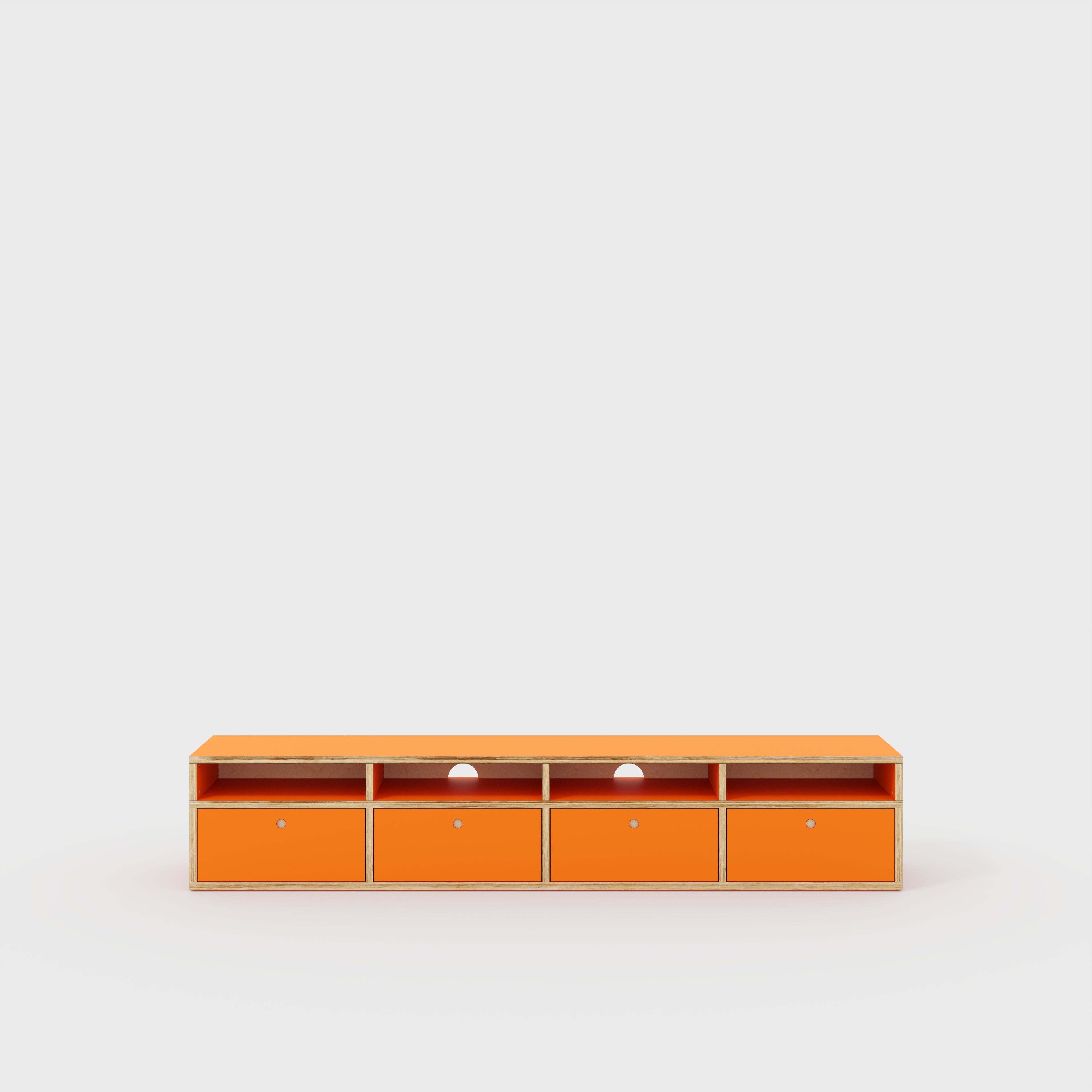 Plywood TV Entertainment Unit - Type 2 - Formica Levante Orange - 2400(w) x 400(d) x 450(h)