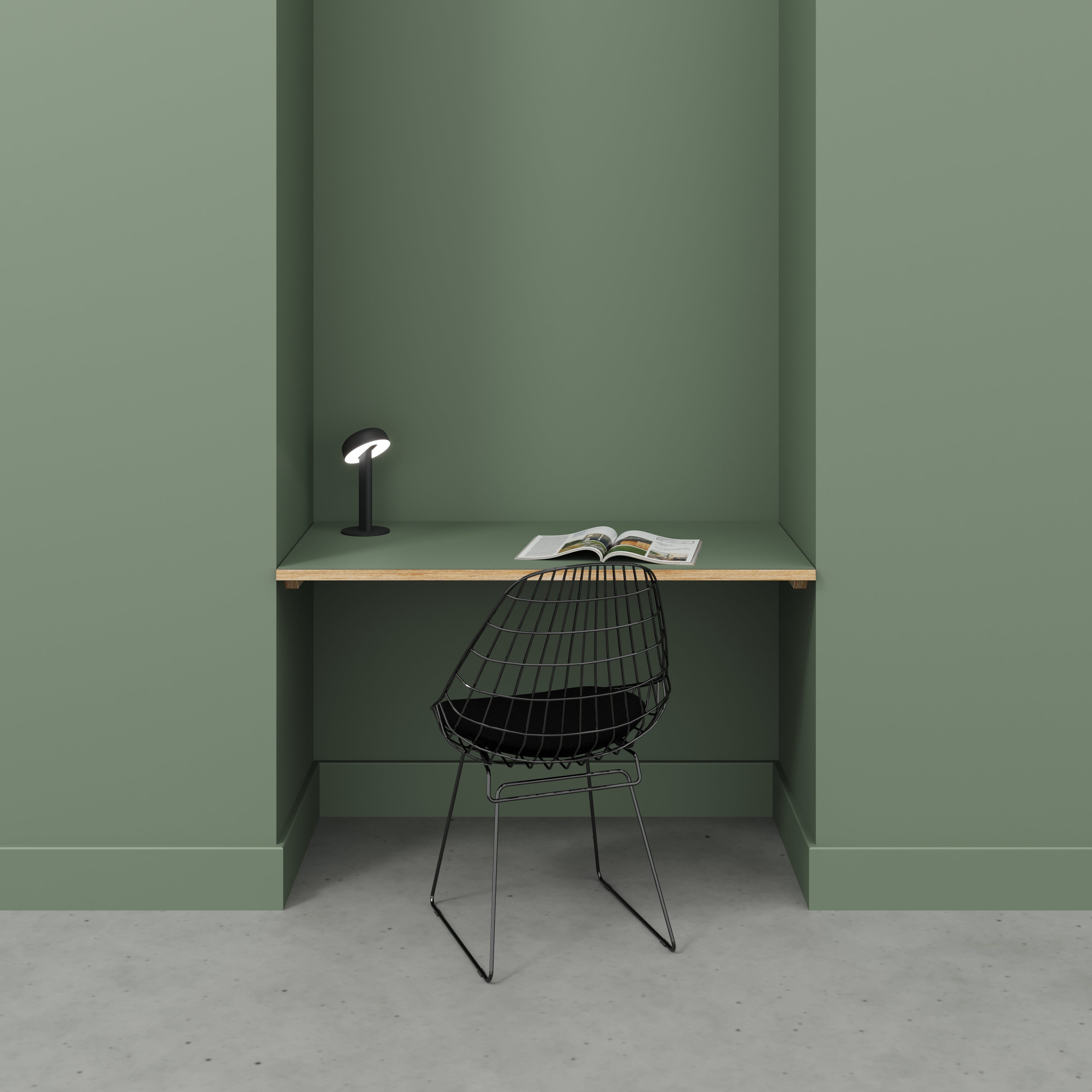 Wall Desk with Battens - Formica Green Slate - 1200(w) x 600(d)