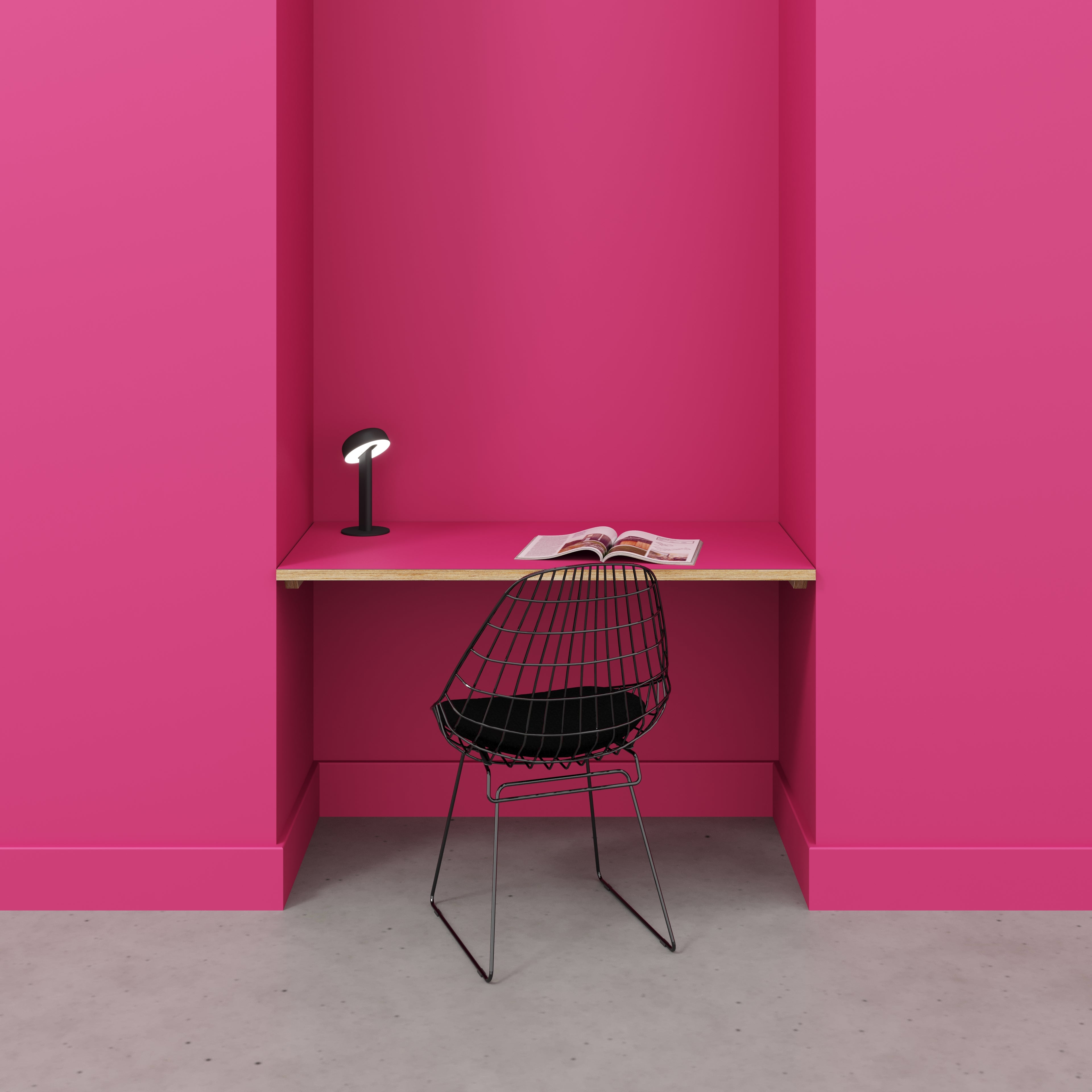 Plywood Wall Desk with Battens - Formica Juicy Pink - 1200(w) x 600(d)