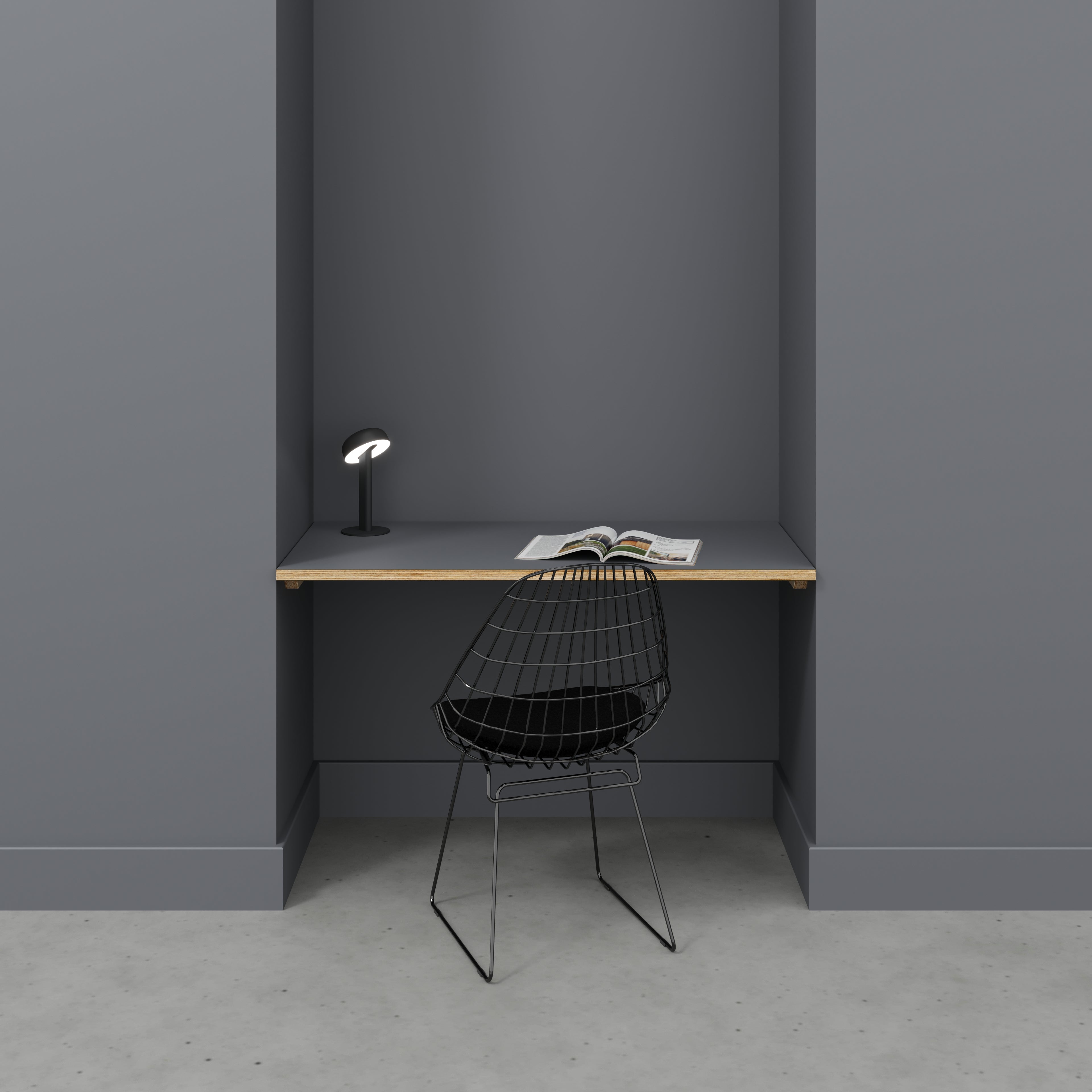 Wall Desk with Battens - Formica Tornado Grey - 1200(w) x 600(d)