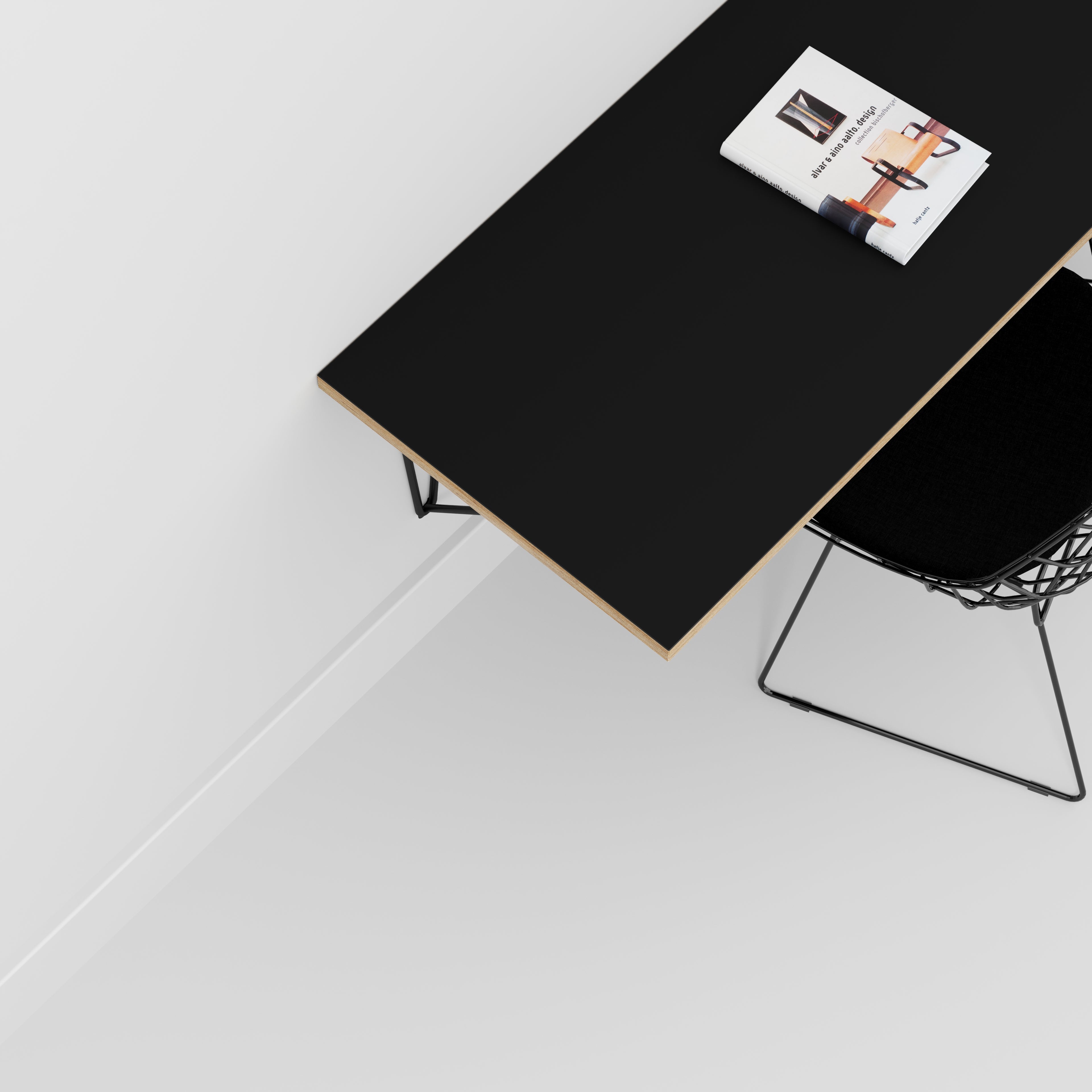 Plywood Wall Desk with Black Prism Brackets - Formica Diamond Black - 1200(w) x 600(d)