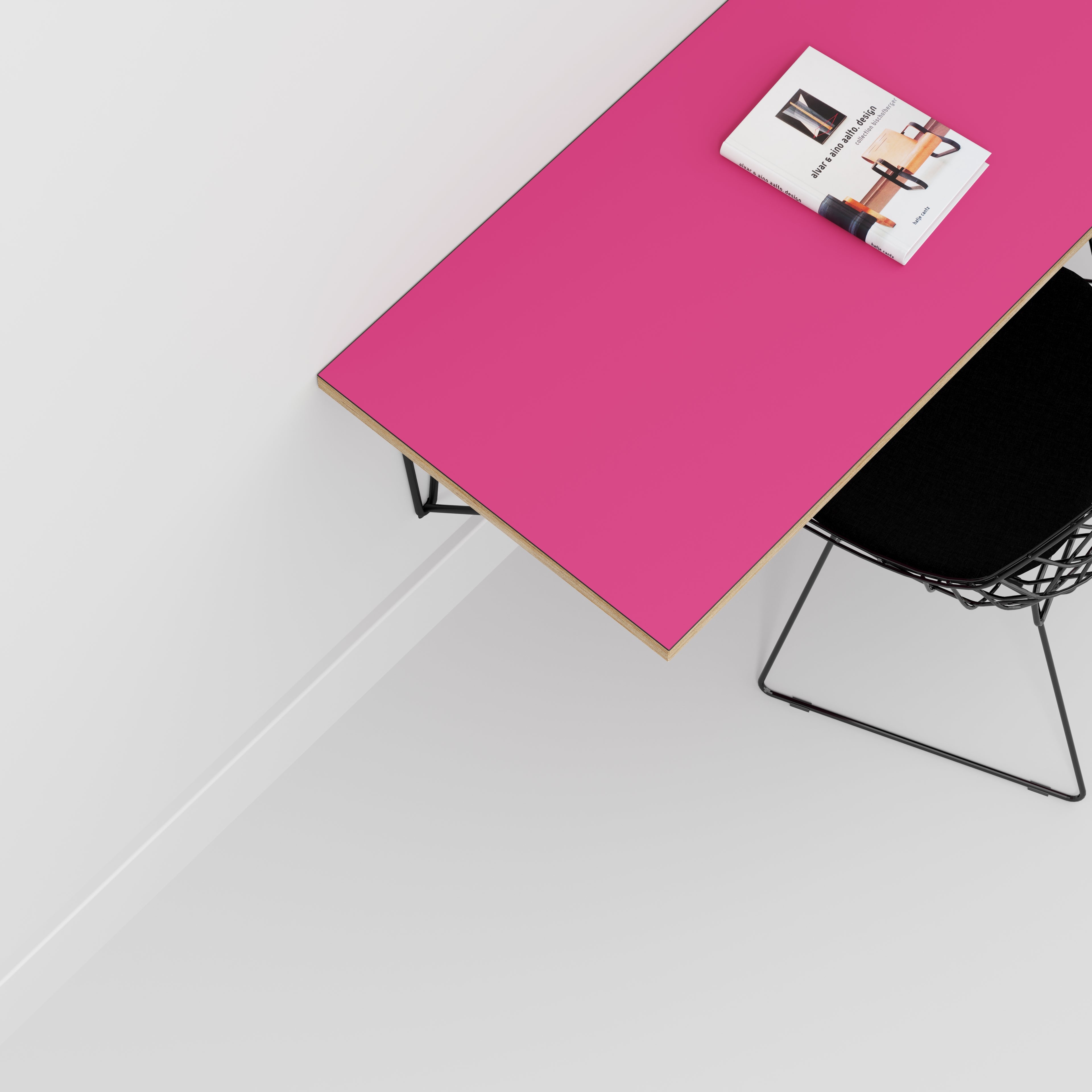 Plywood Wall Desk with Black Prism Brackets - Formica Juicy Pink - 1200(w) x 600(d)