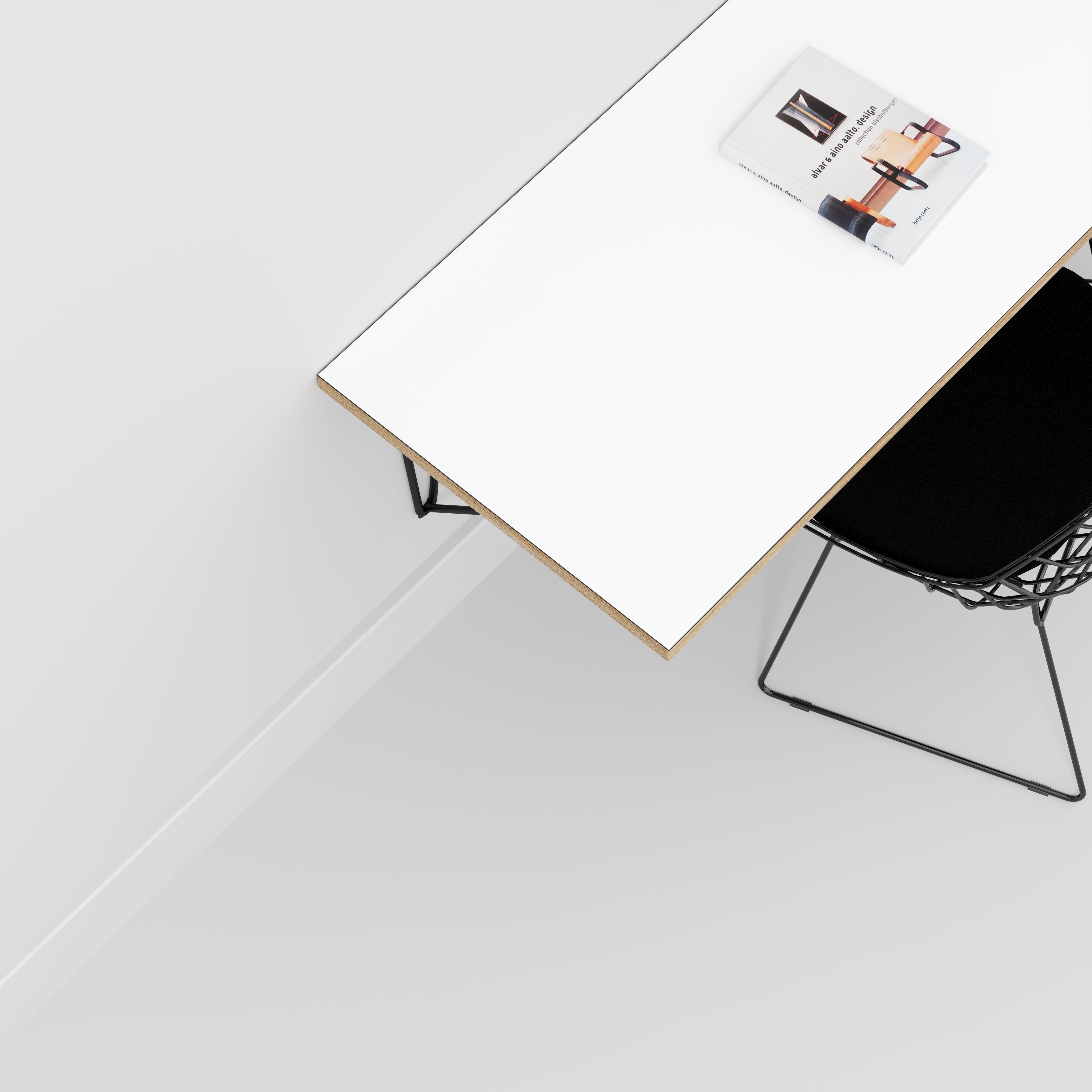 Plywood Wall Desk with Black Prism Brackets - Formica White - 1200(w) x 600(d)