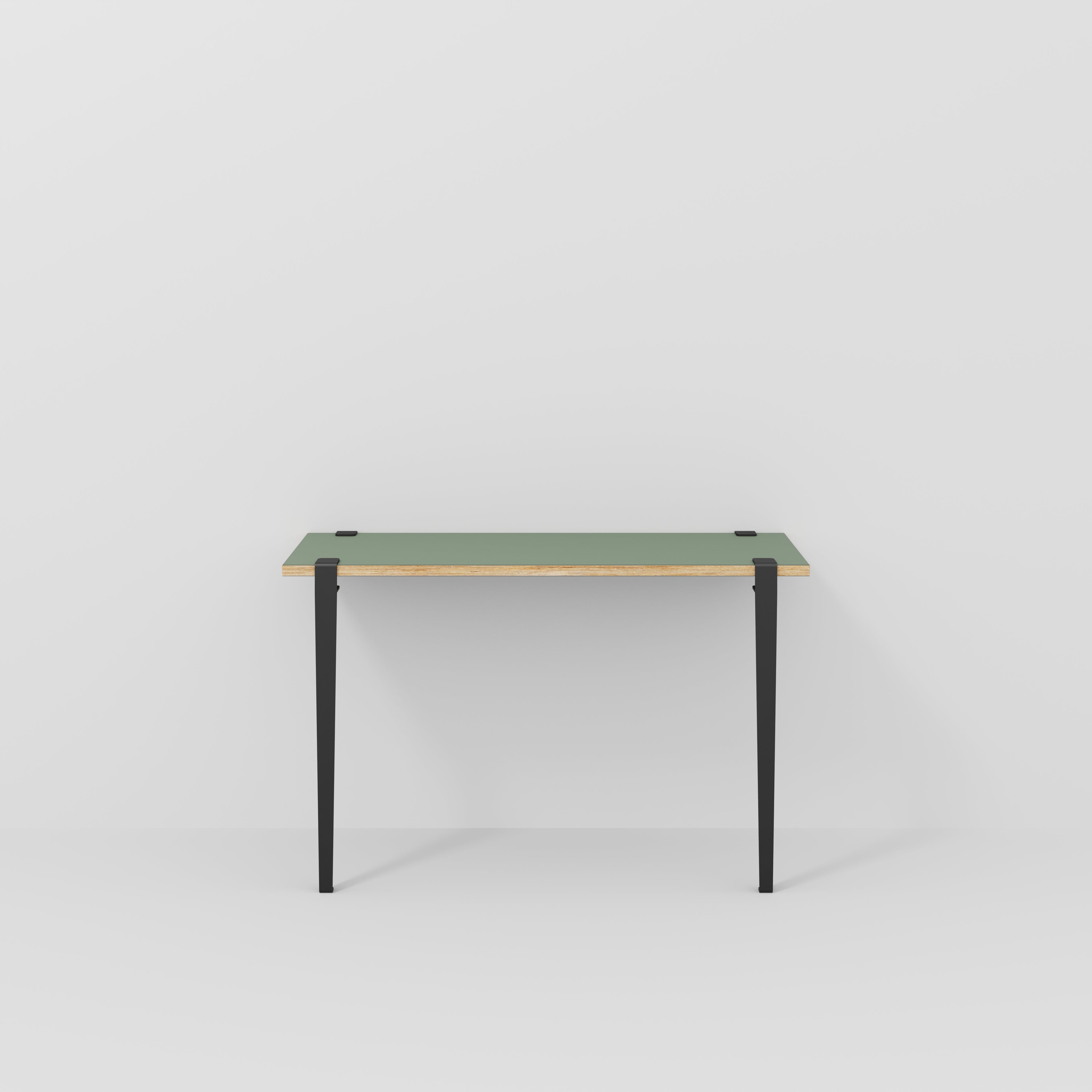 Plywood Wall Desk with Black Tiptoe Legs and Tiptoe Wall Brackets - Formica Green Slate - 1200(w) x 400(d) x 750(h)