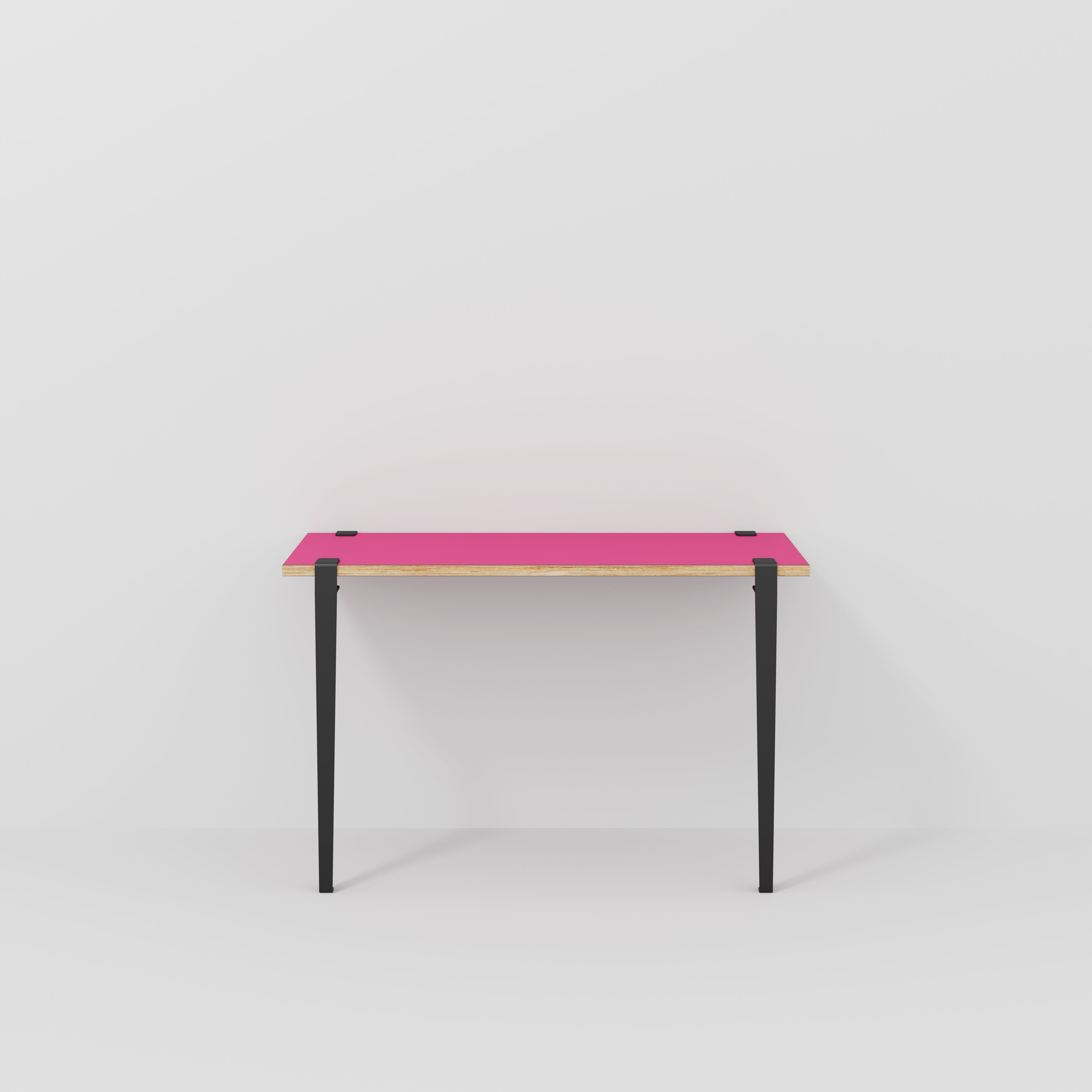 Plywood Wall Desk with Black Tiptoe Legs and Tiptoe Wall Brackets - Formica Juicy Pink - 1200(w) x 400(d) x 750(h)