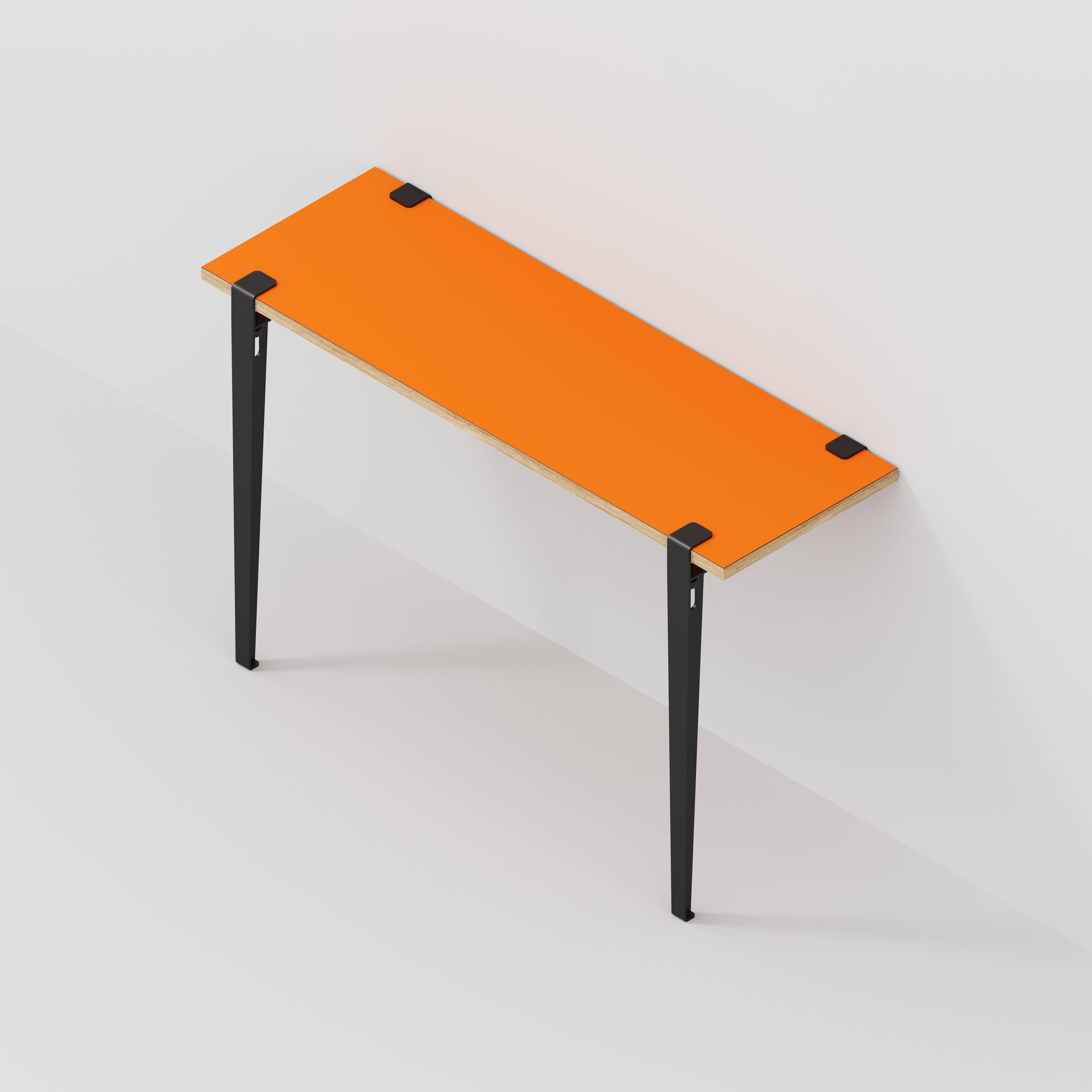 Plywood Wall Desk with Black Tiptoe Legs and Tiptoe Wall Brackets - Formica Levante Orange - 1200(w) x 400(d) x 750(h)