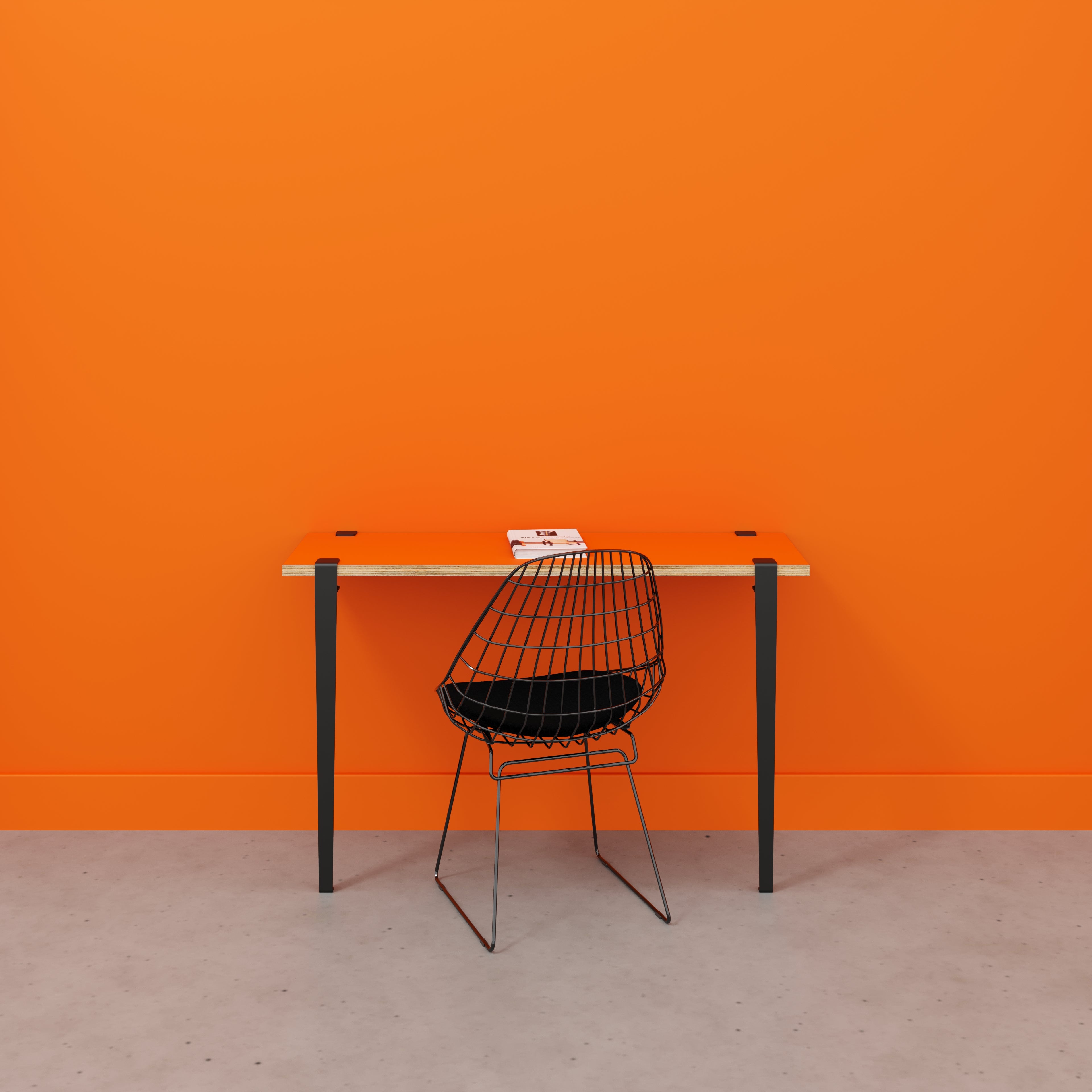 Plywood Wall Desk with Black Tiptoe Legs and Tiptoe Wall Brackets - Formica Levante Orange - 1200(w) x 400(d) x 750(h)