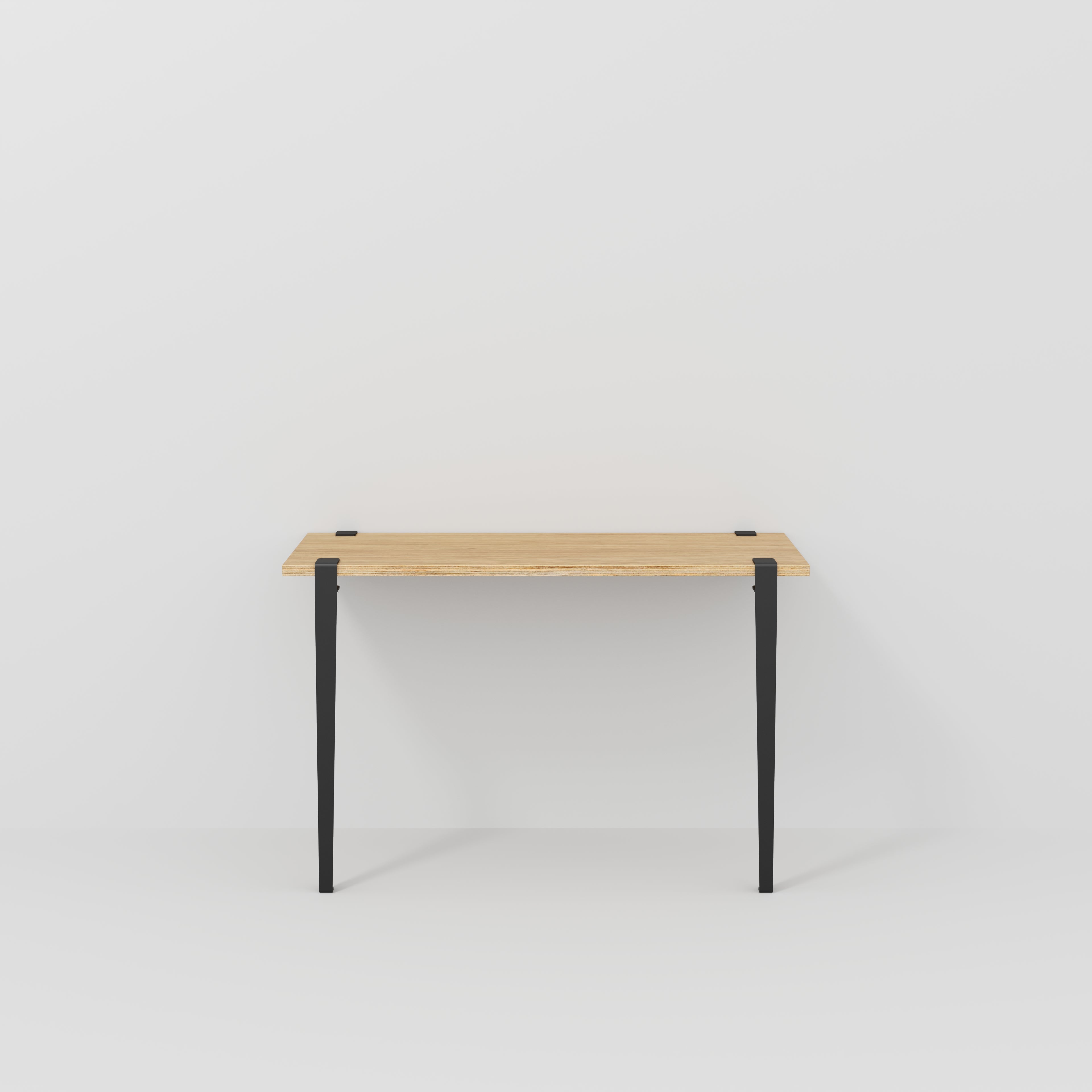 Plywood Wall Desk with Black Tiptoe Legs and Tiptoe Wall Brackets - Plywood Oak - 1200(w) x 400(d) x 750(h)