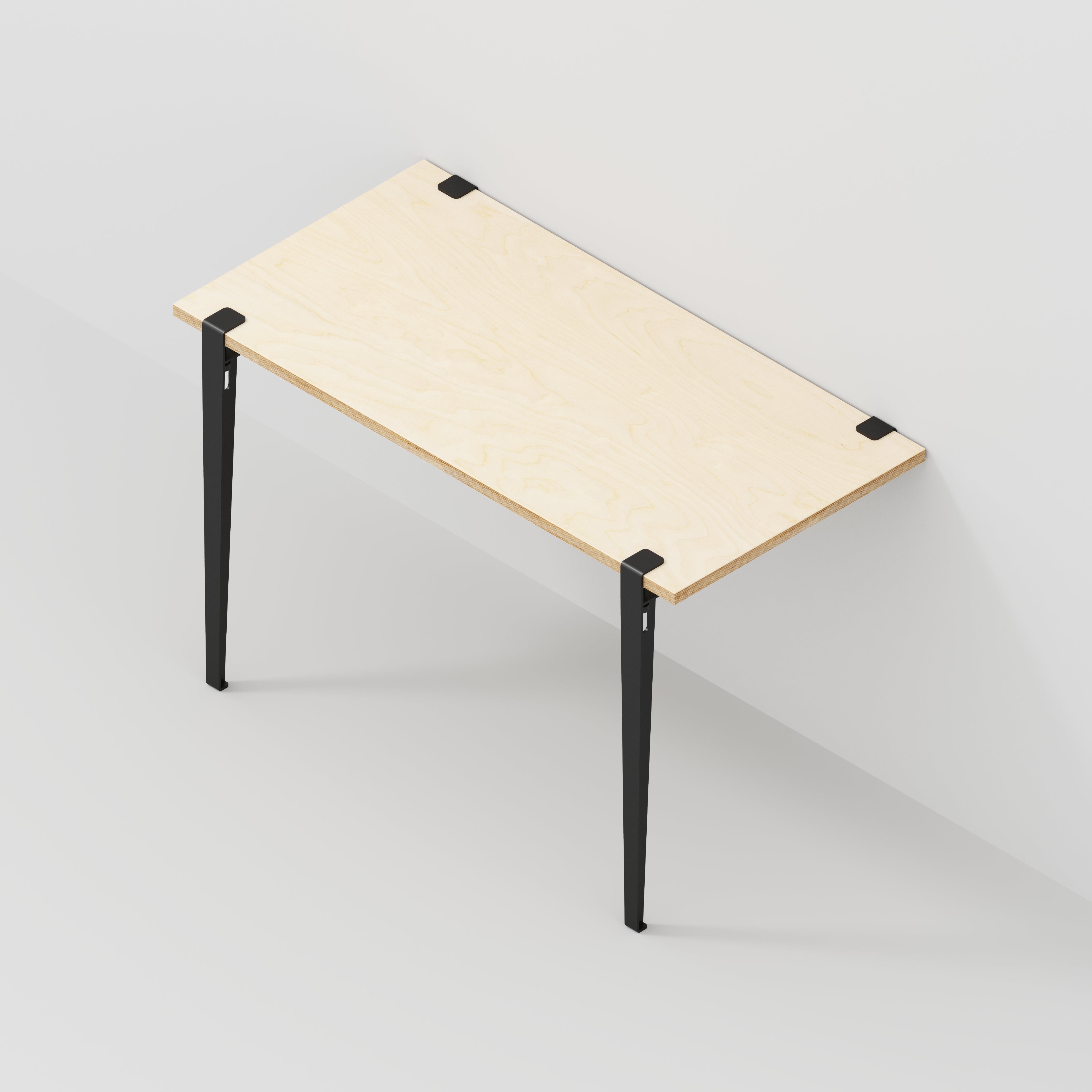 Plywood Wall Desk with Black Tiptoe Legs and Tiptoe Wall Brackets - Plywood Birch - 1200(w) x 600(d) x 750(h)