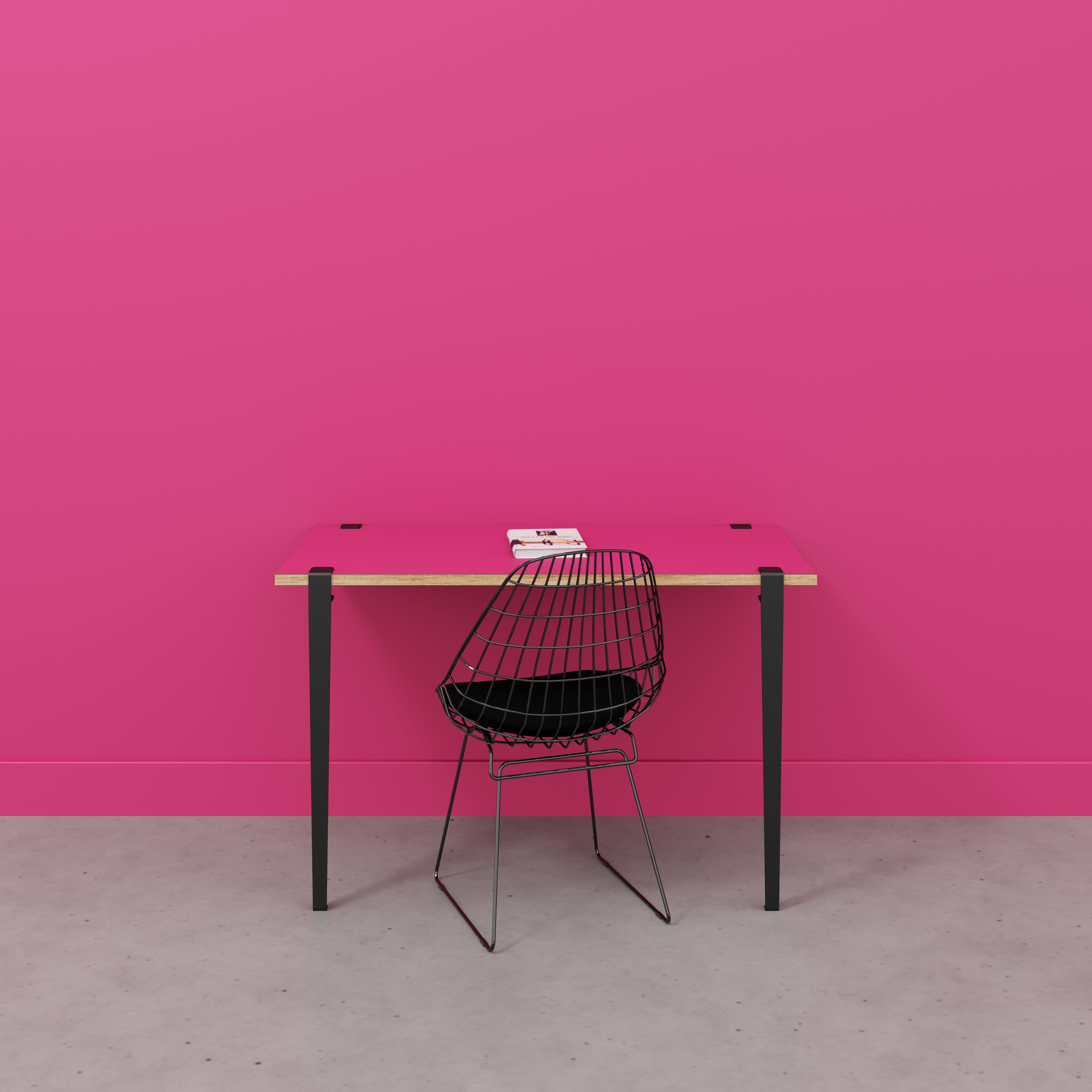 Plywood Wall Desk with Black Tiptoe Legs and Tiptoe Wall Brackets - Formica Juicy Pink - 1200(w) x 600(d) x 750(h)