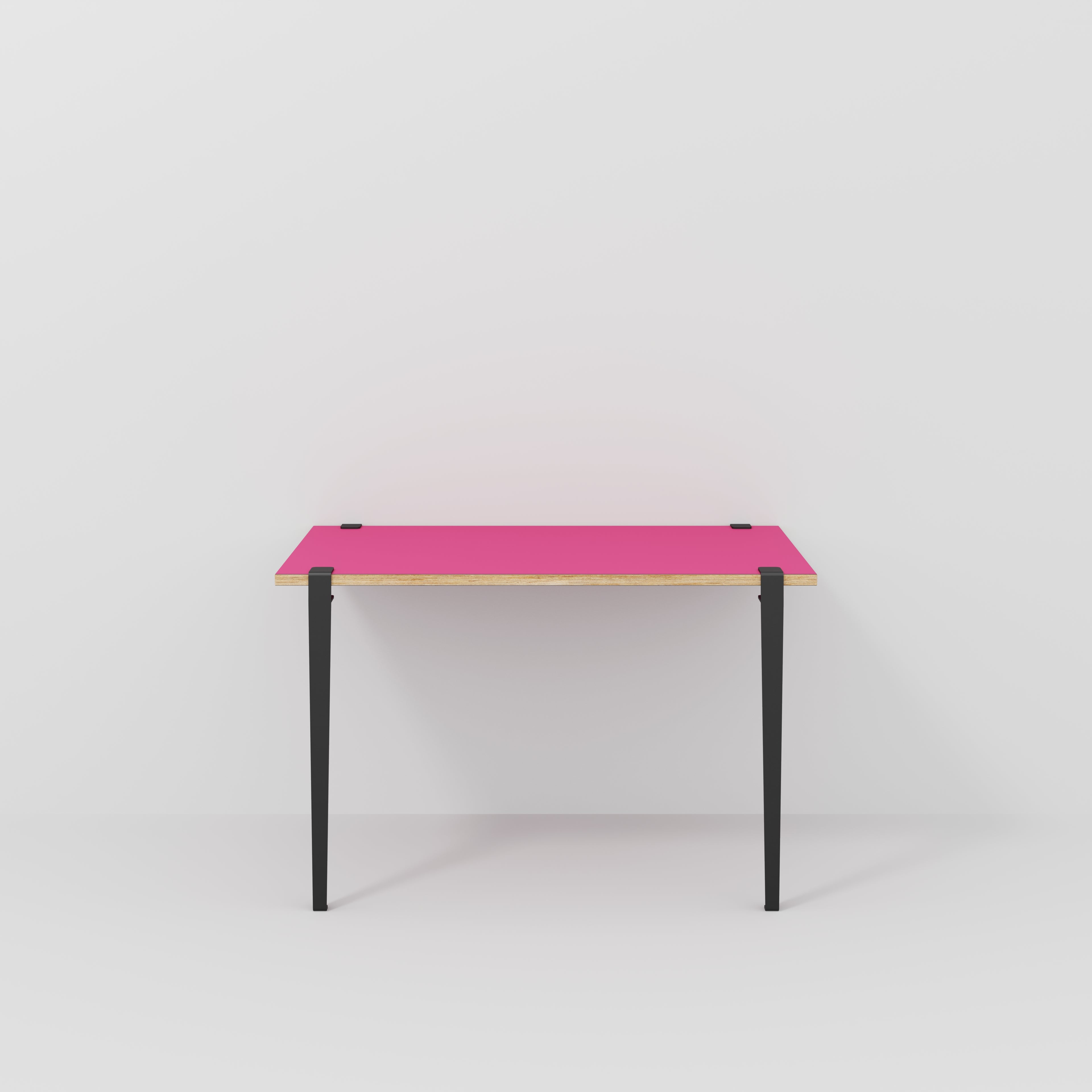 Plywood Wall Desk with Black Tiptoe Legs and Tiptoe Wall Brackets - Formica Juicy Pink - 1200(w) x 600(d) x 750(h)