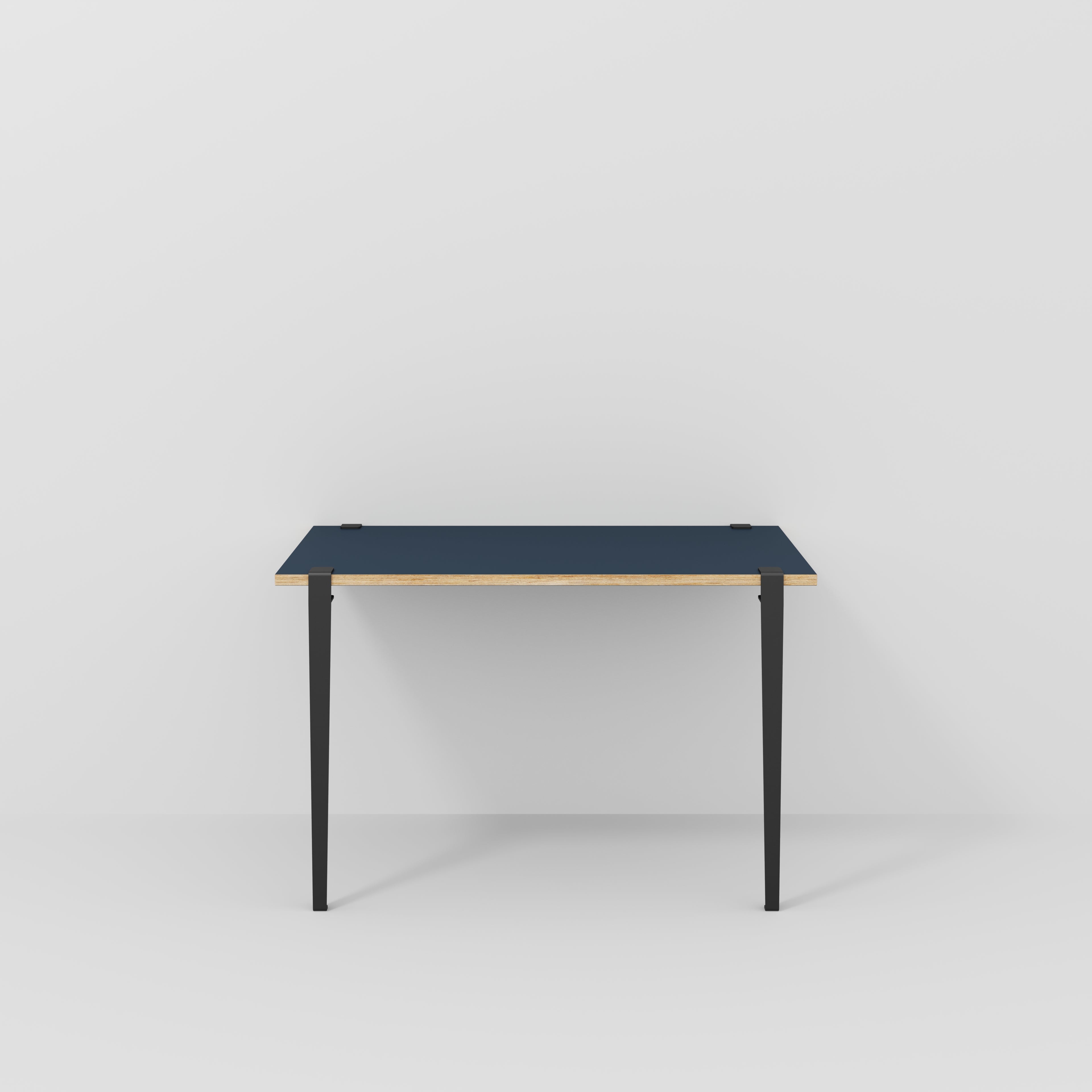 Plywood Wall Desk with Black Tiptoe Legs and Tiptoe Wall Brackets - Formica Night Sea Blue - 1200(w) x 600(d) x 750(h)