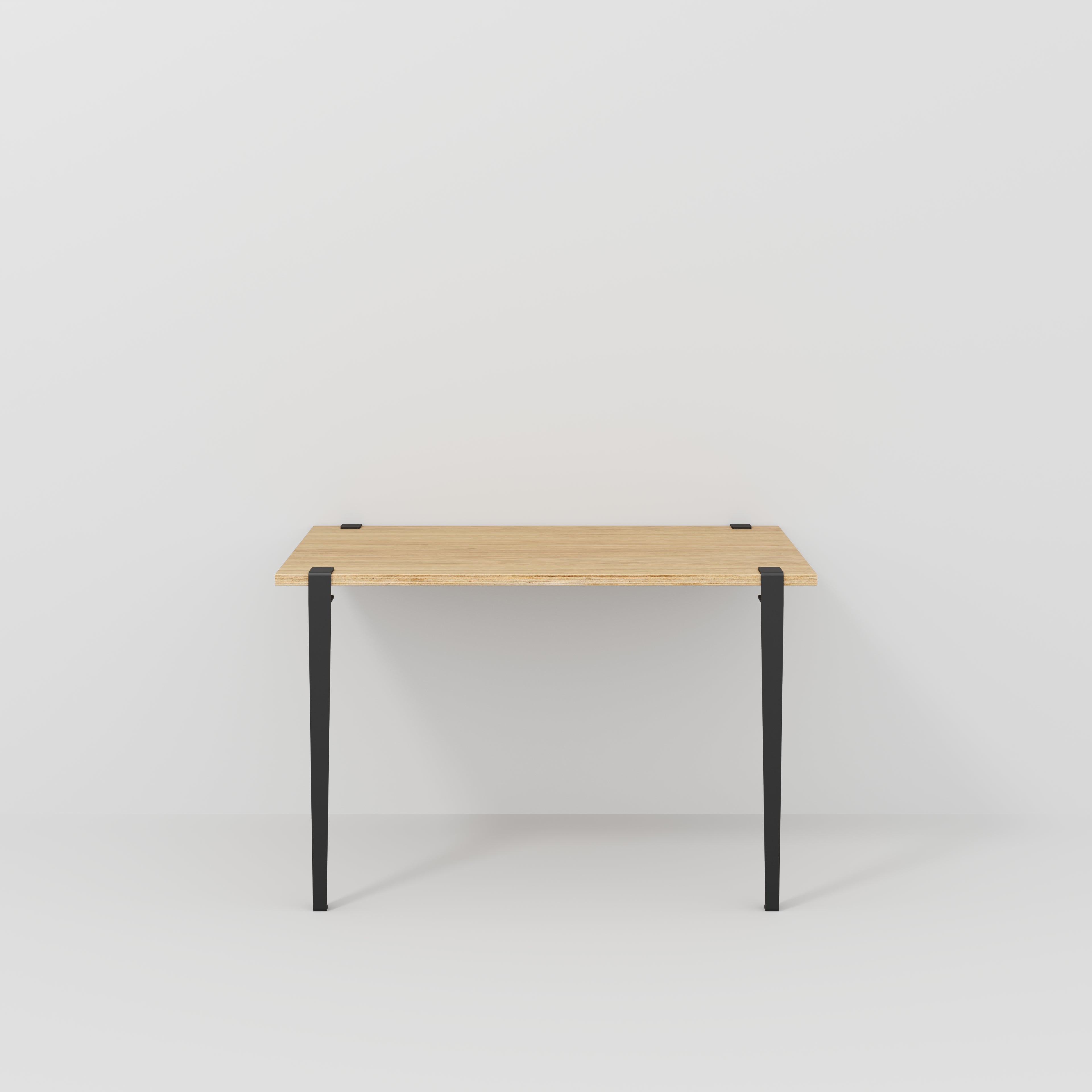 Plywood Wall Desk with Black Tiptoe Legs and Tiptoe Wall Brackets - Plywood Oak - 1200(w) x 600(d) x 750(h)