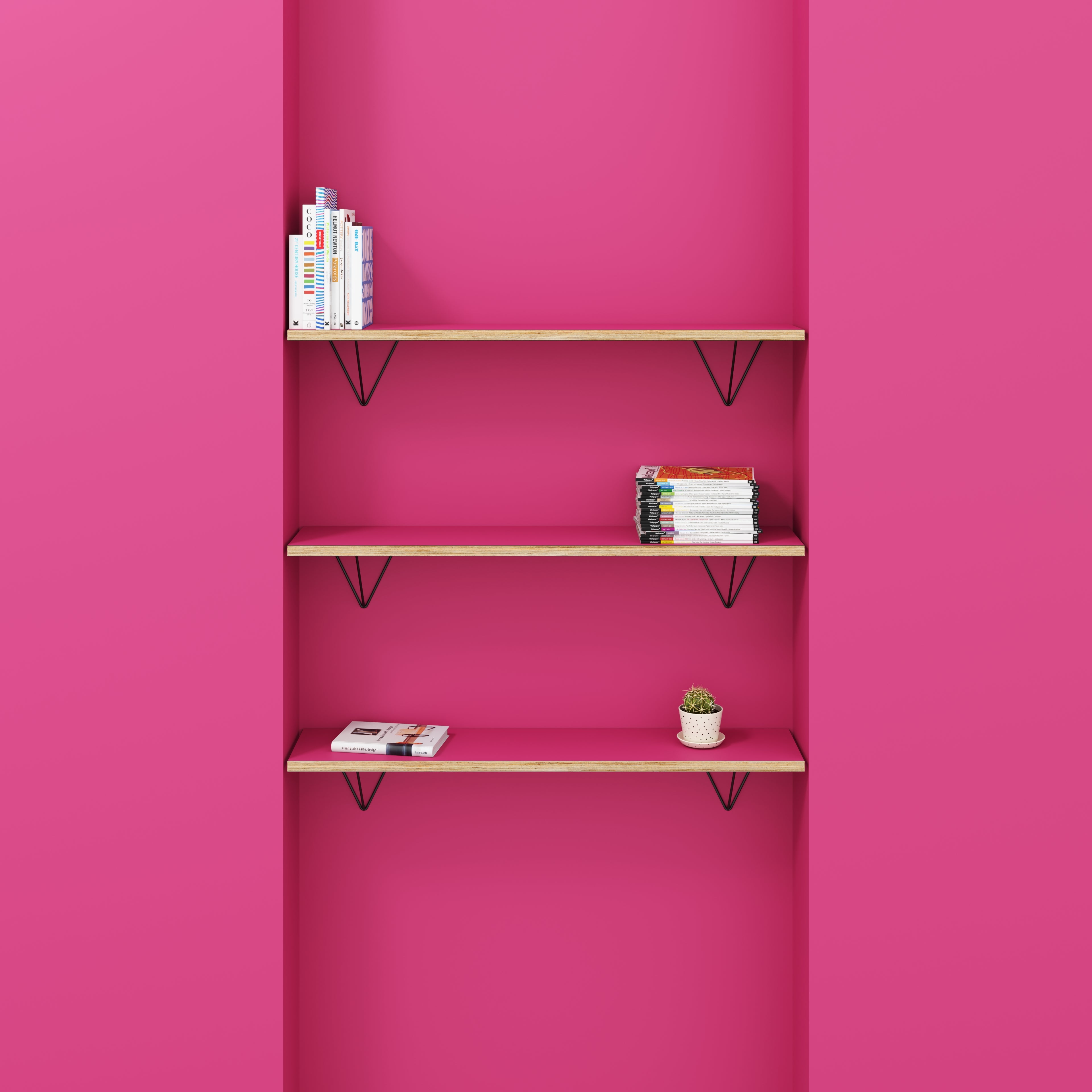 Plywood Wall Shelf with Prism Brackets - Formica Juicy Pink - 1200(w) x 250(d)